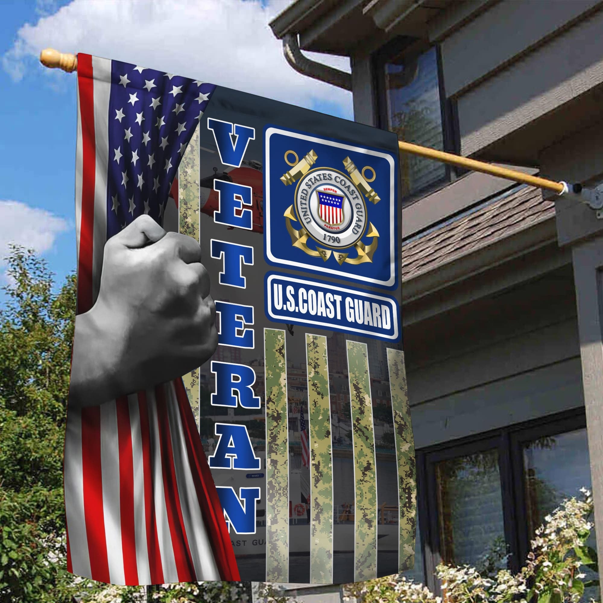USCG Garden Flag - House Flag, Gift For Veterans Day, Father's Day, Memorial Day