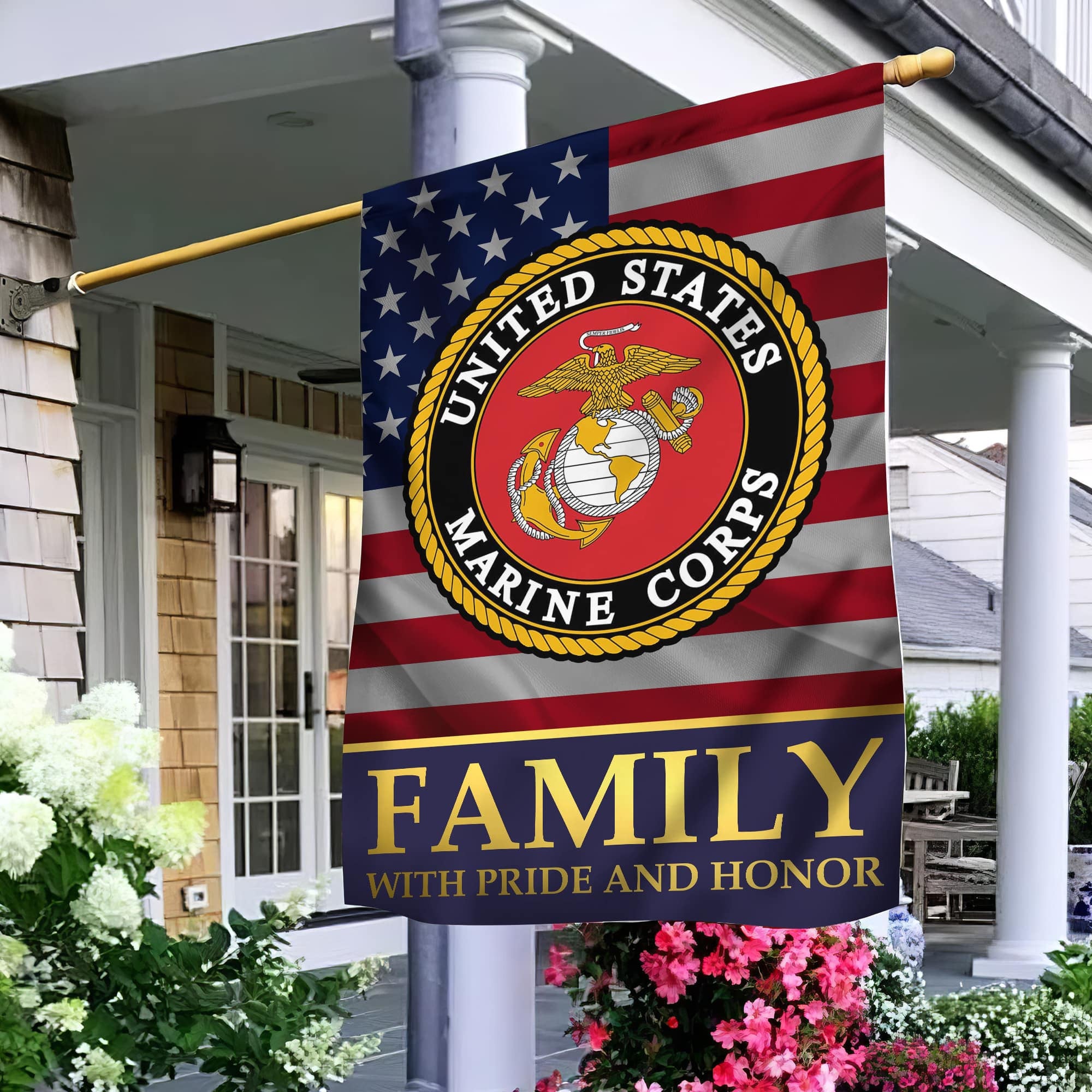USMC Garden Flag - House Flag, Marine Family With Pride And Honor