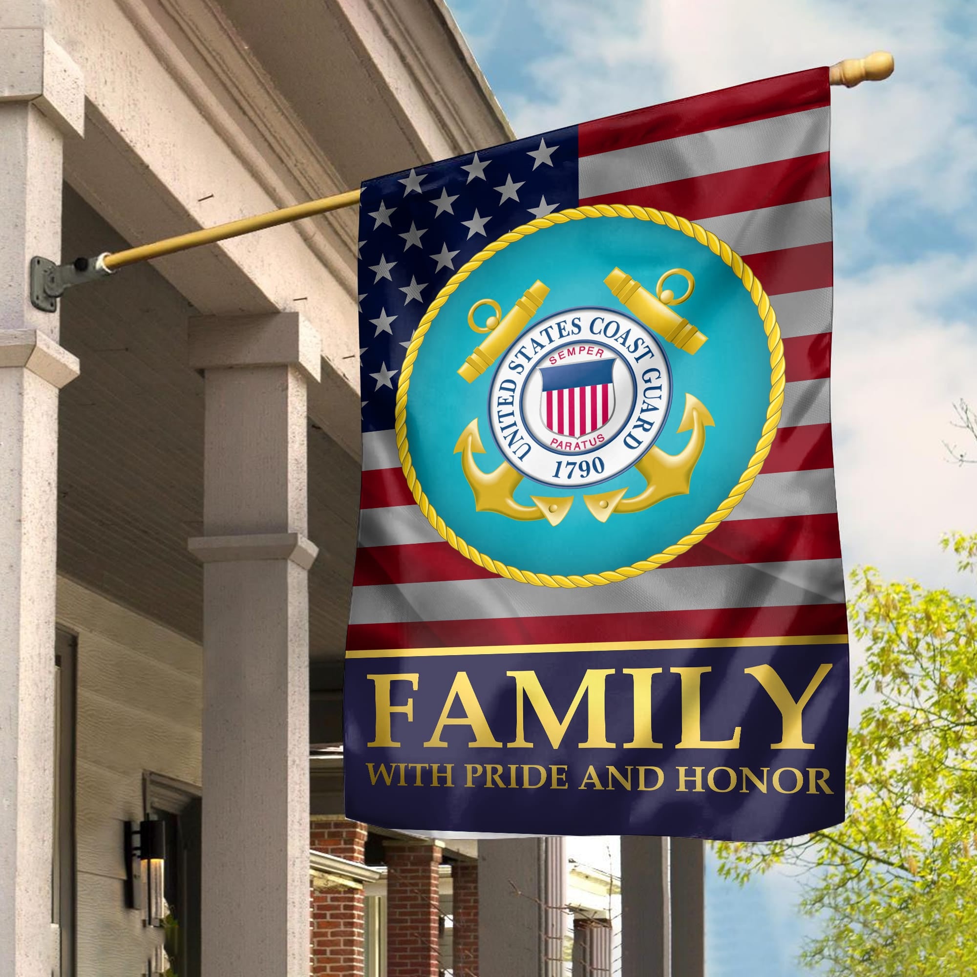 USCG Garden Flag - House Flag, Coast Guard Family With Pride And Honor