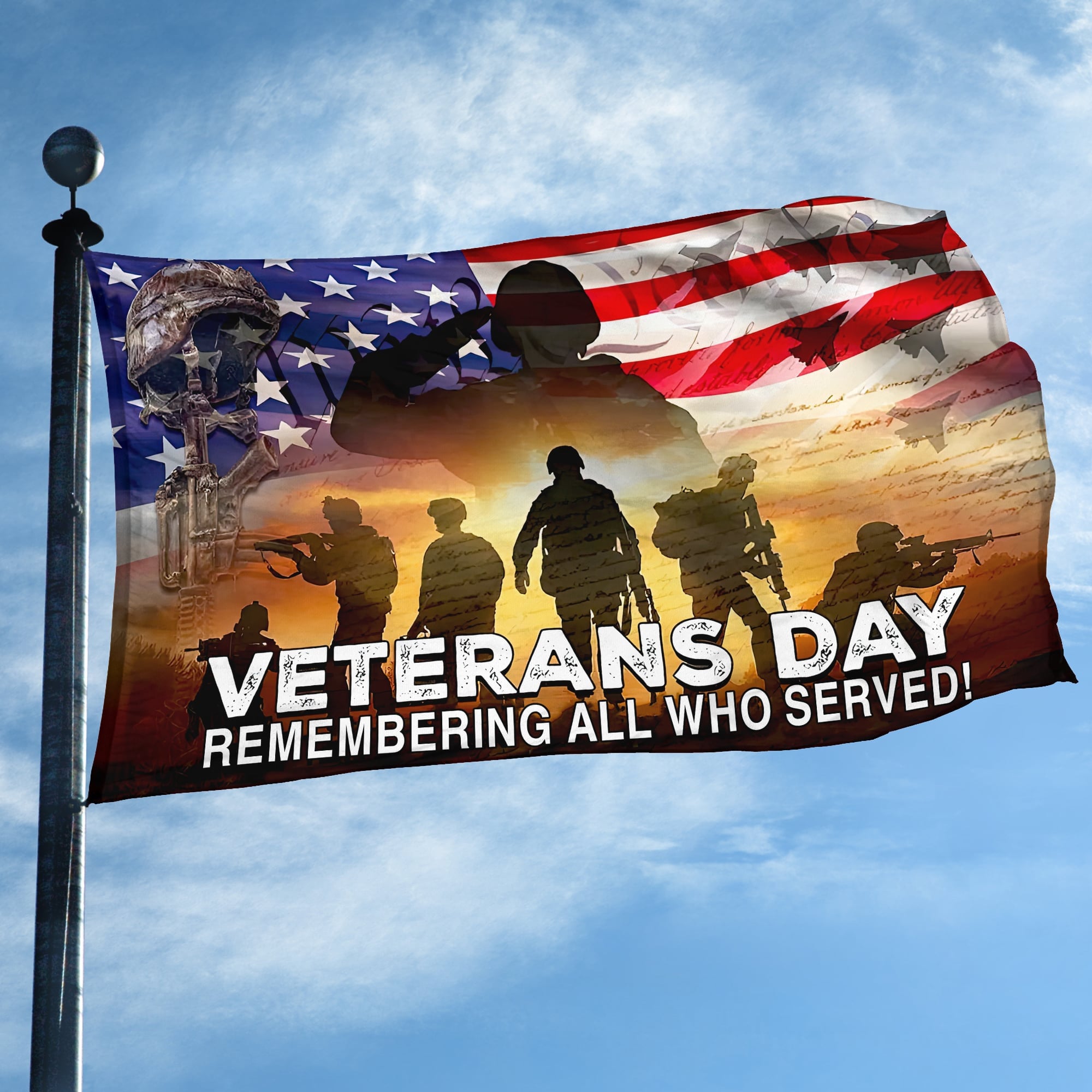 Premium US Veteran Grommet Flag Veterans Day Remembering All Who Served, Gift For Veterans Day, Father's Day, Memorial Day
