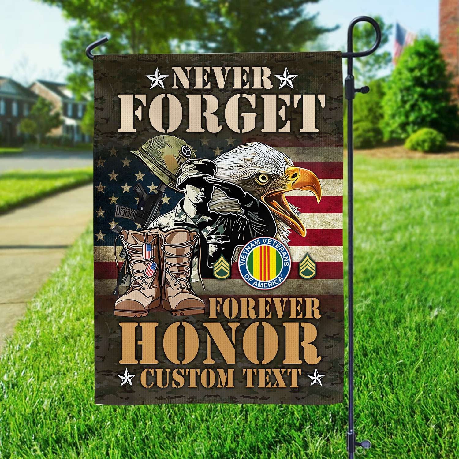 Vietnam Veteran Custom Name, Rank Flag, Veterans Day Gift, American Flag Gift For Him Military Gift Patriotic, Garden Flag - House Flag