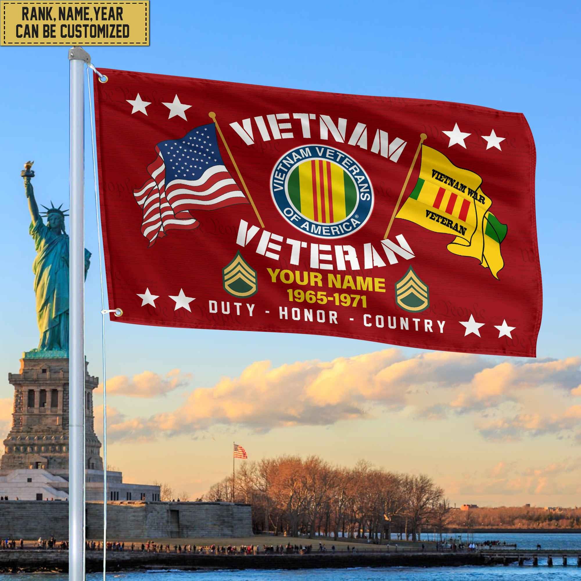 Vietnam Veteran Personalized American Flag, Gift For Him Military, Vietnam Veteran Grommet Flag