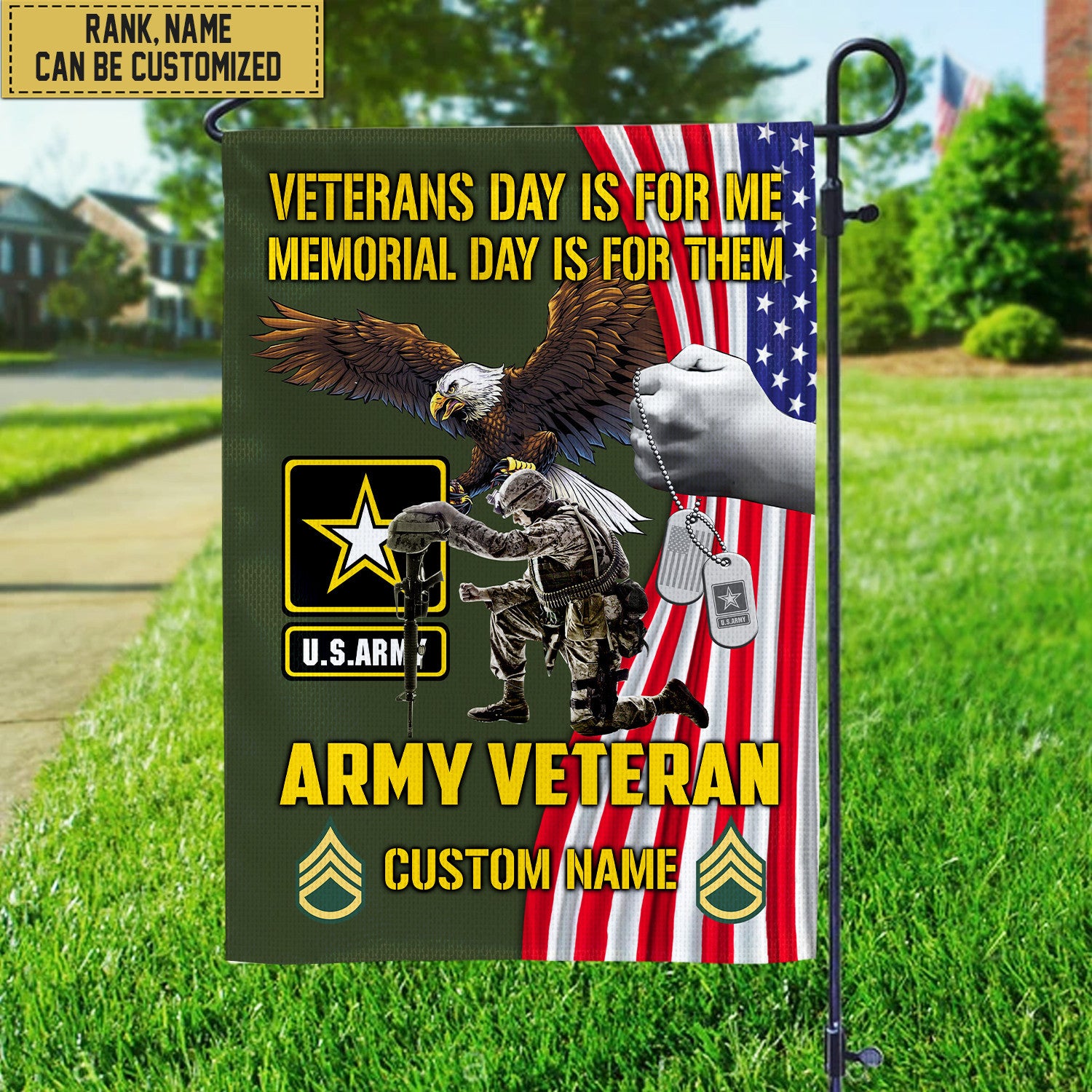 Customized US Army American Flag, Patriotic Flag, Gift For Army Veteran, Garden Flag - House Flag