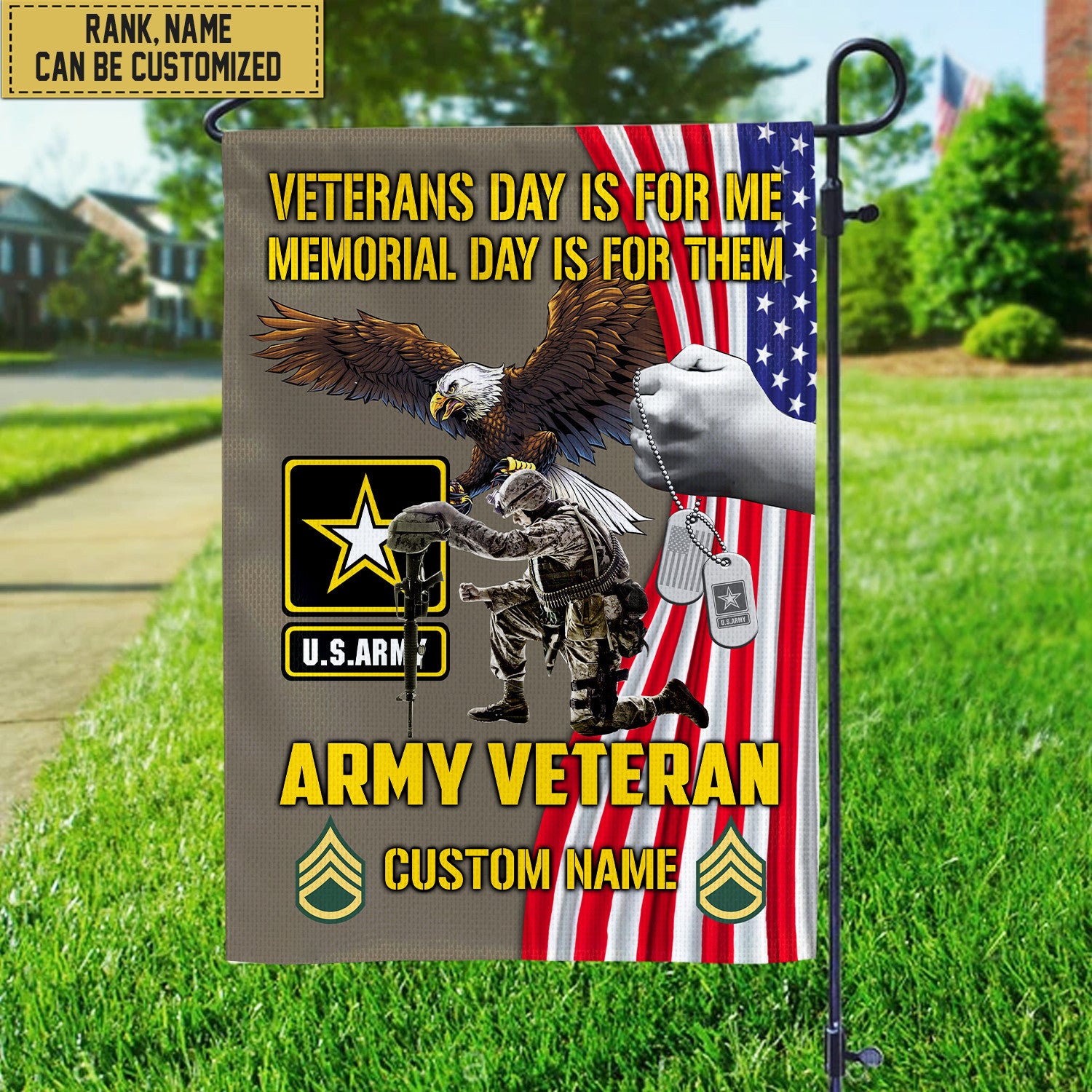 Customized US Army American Flag, Patriotic Flag, Gift For Army Veteran, Garden Flag - House Flag