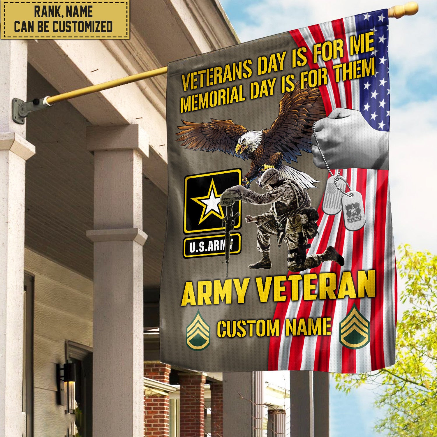 Customized US Army American Flag, Patriotic Flag, Gift For Army Veteran, Garden Flag - House Flag