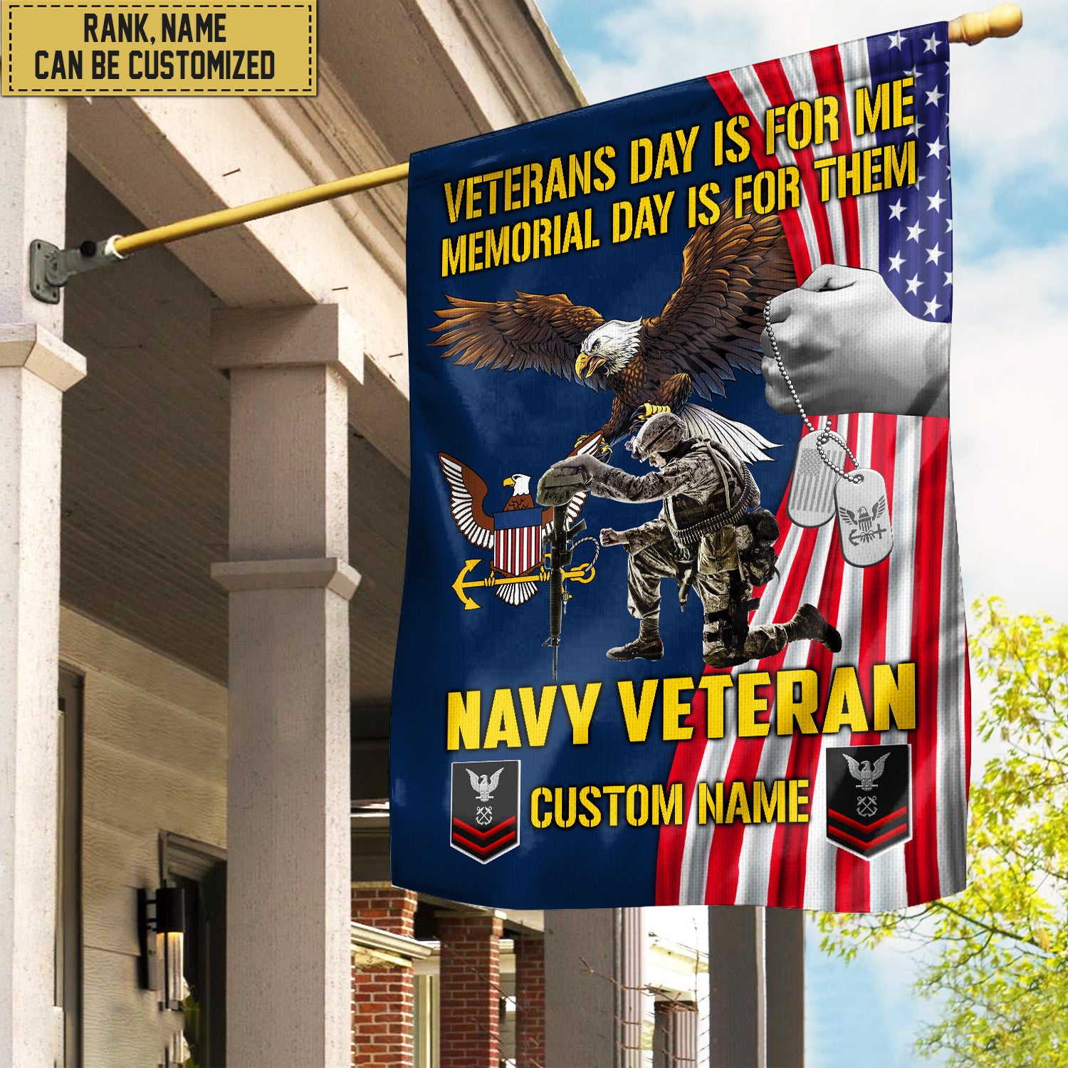 Customized US Navy American Flag, Patriotic Flag, Gift For Navy Veteran, Garden Flag - House Flag