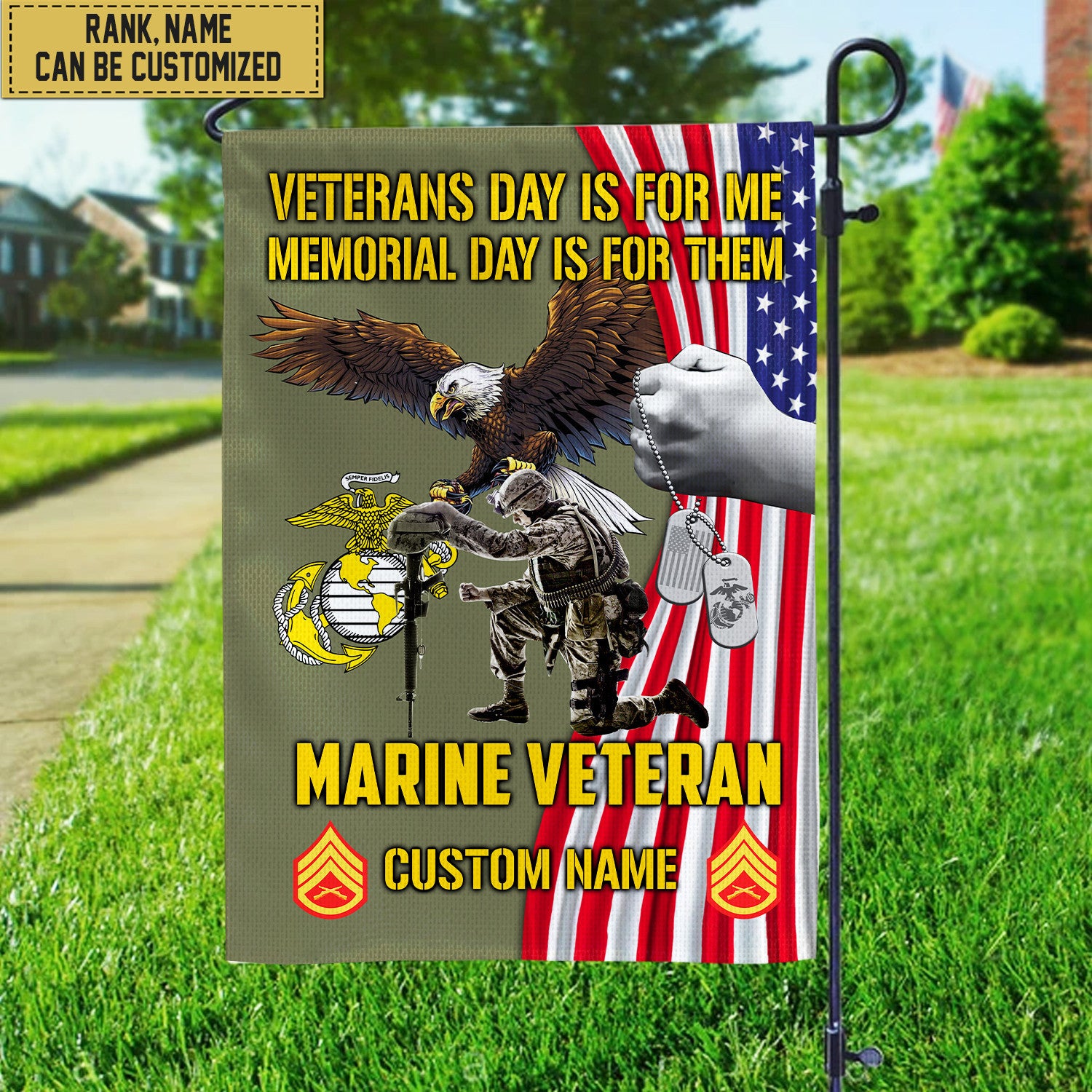 Customized USMC American Flag, Patriotic Flag, Gift For Marine Veteran, Garden Flag - House Flag