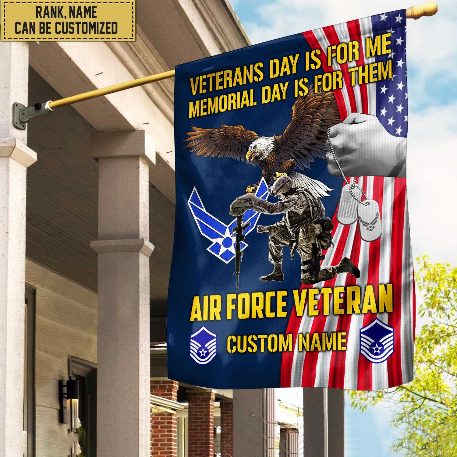 Customized USAF American Flag, Patriotic Flag, Gift For Air Force Veteran, Garden Flag - House Flag