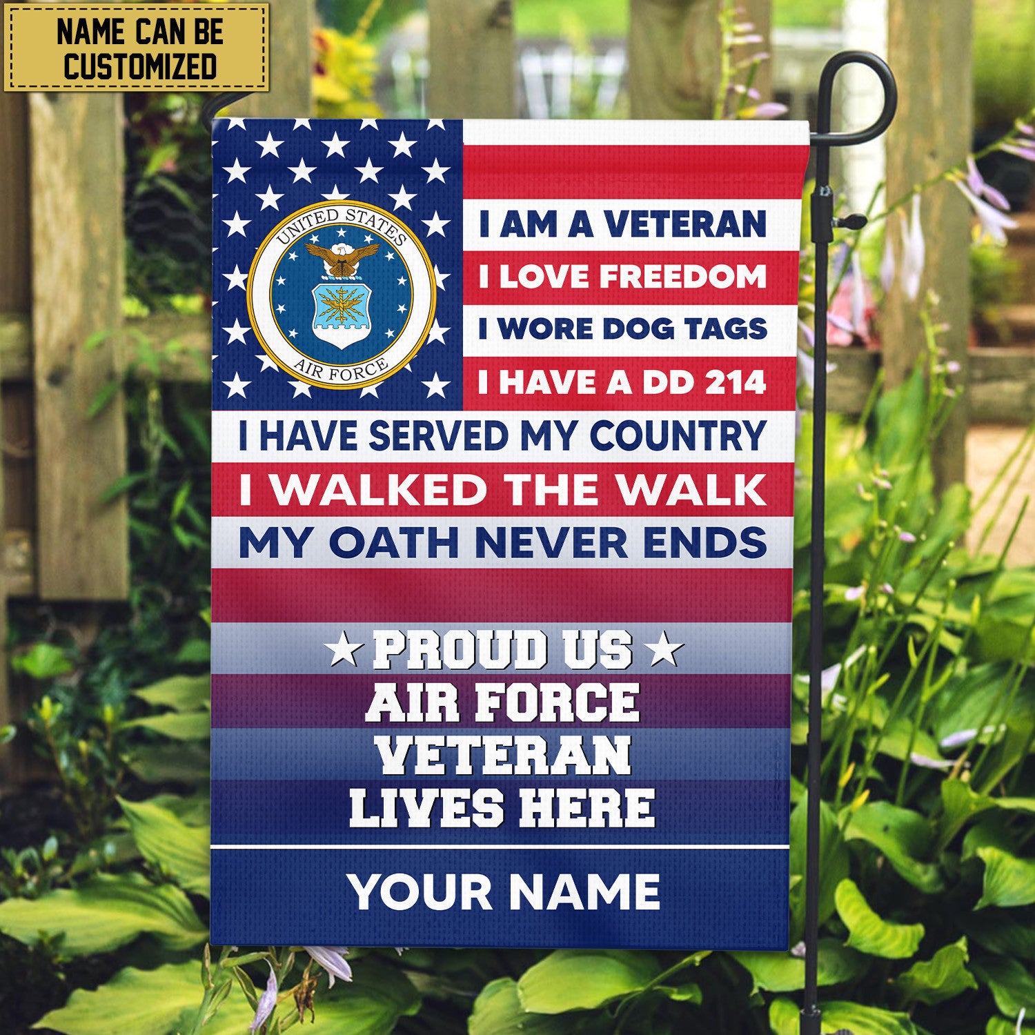 USAF Personalized American Flag, Gift For US Military Veteran, US Air Force Veteran Grommet Flag, Garden Flag, House Flag