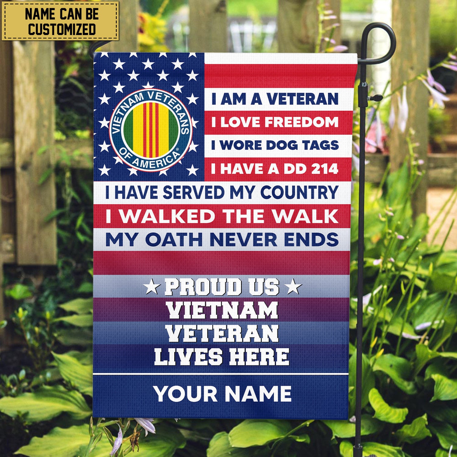 Vietnam Veteran Personalized American Flag, Gift For US Military Veteran, Vietnam Veteran Grommet Flag, Garden Flag, House Flag