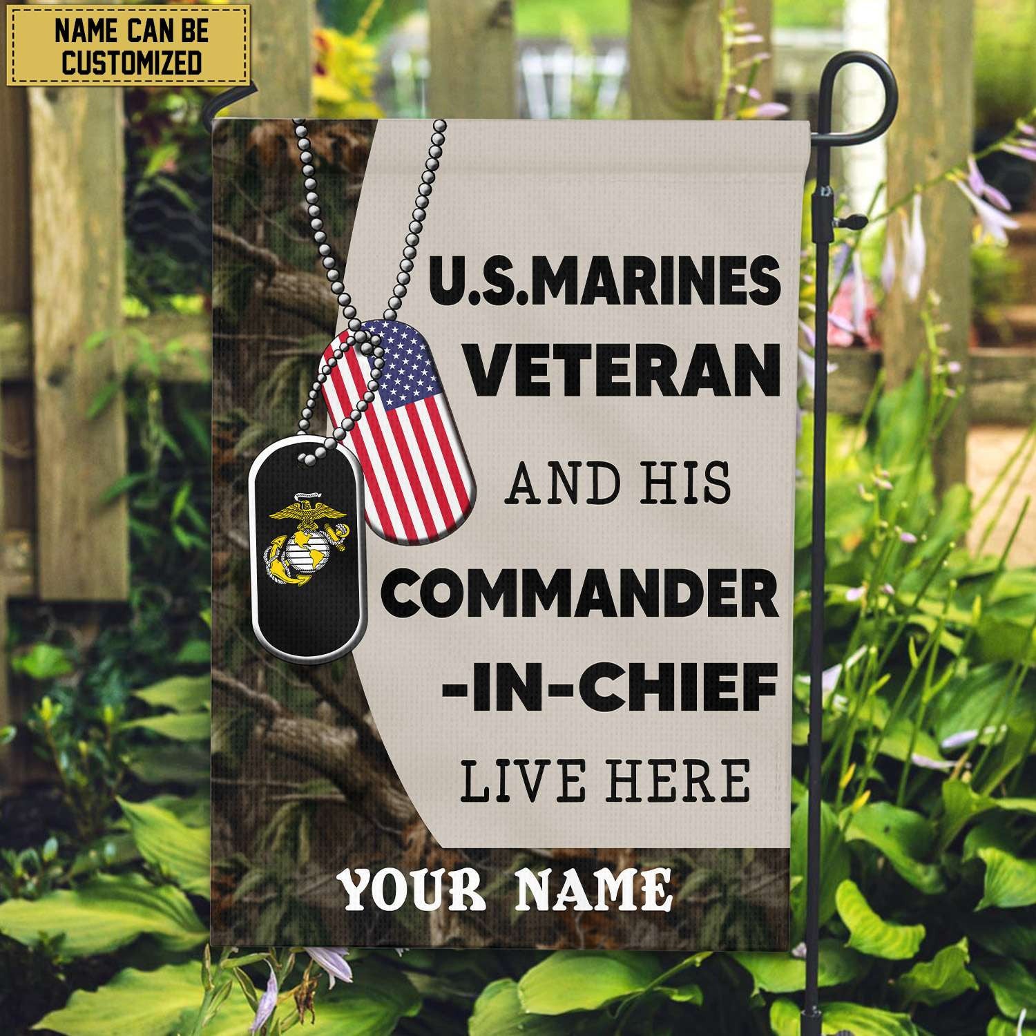 USMC Personalized American Flag, Gift For Marine Veteran, US Veteran Grommet Flag, Garden Flag, House Flag