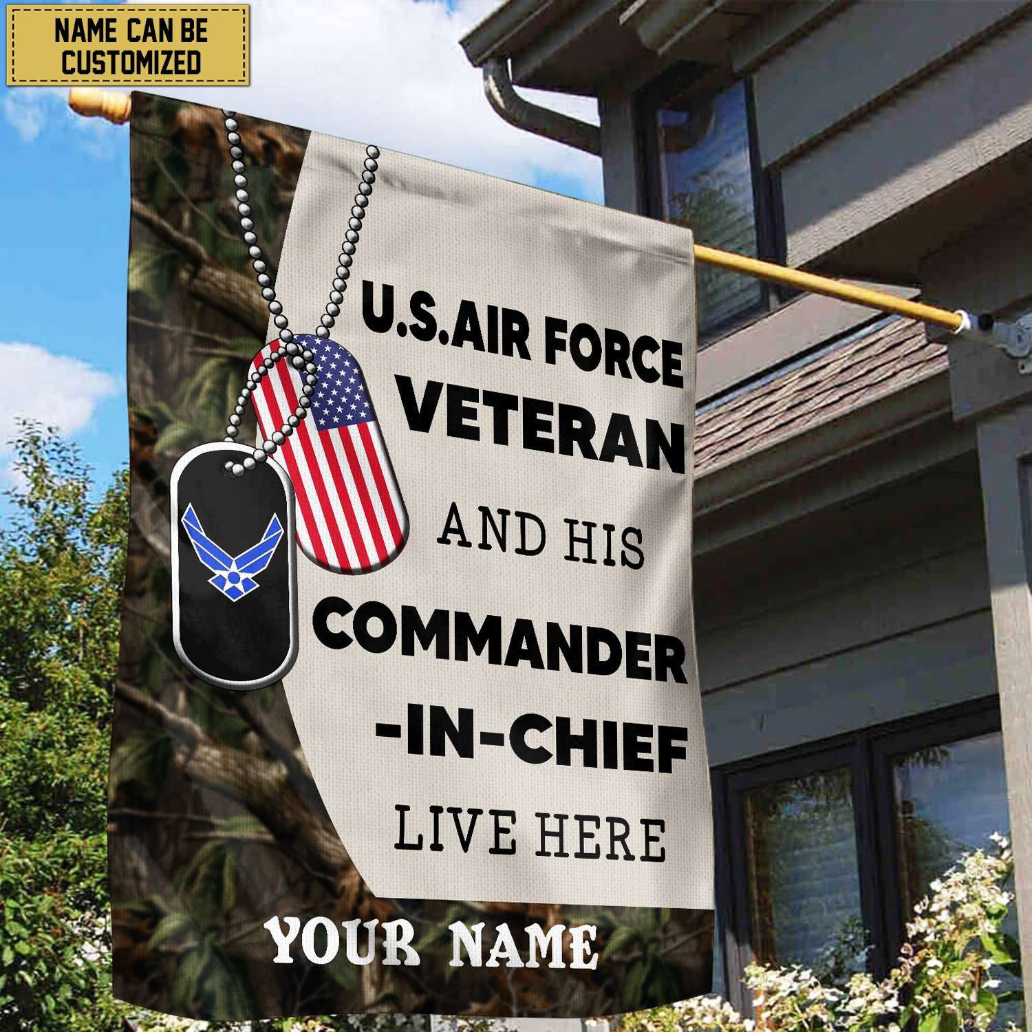 USAF Personalized American Flag, Gift For Air Force Veteran, US Veteran Grommet Flag, Garden Flag, House Flag