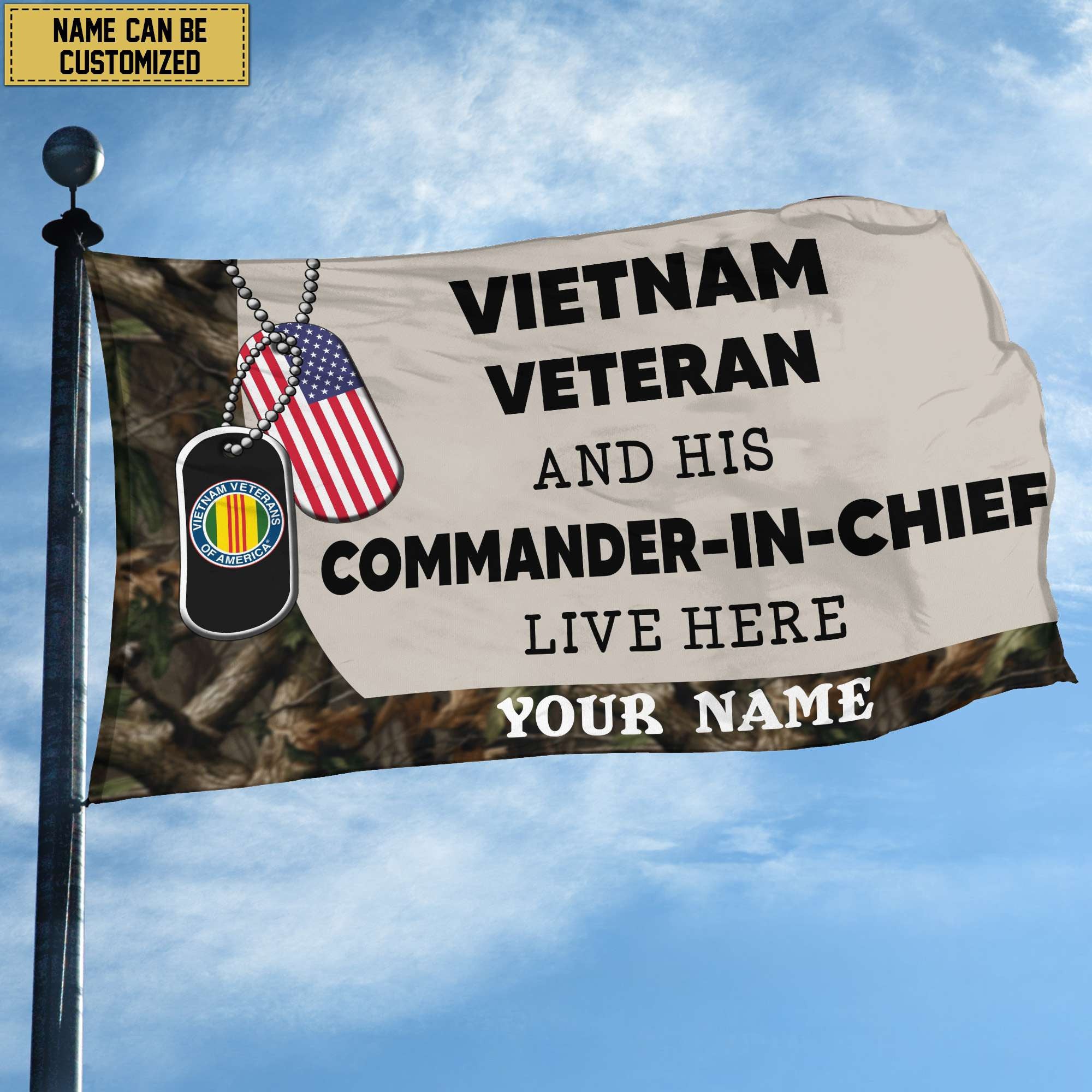 Vietnam Veteran Personalized American Flag, Gift For Vietnam Veteran, US Veteran Grommet Flag, Garden Flag, House Flag