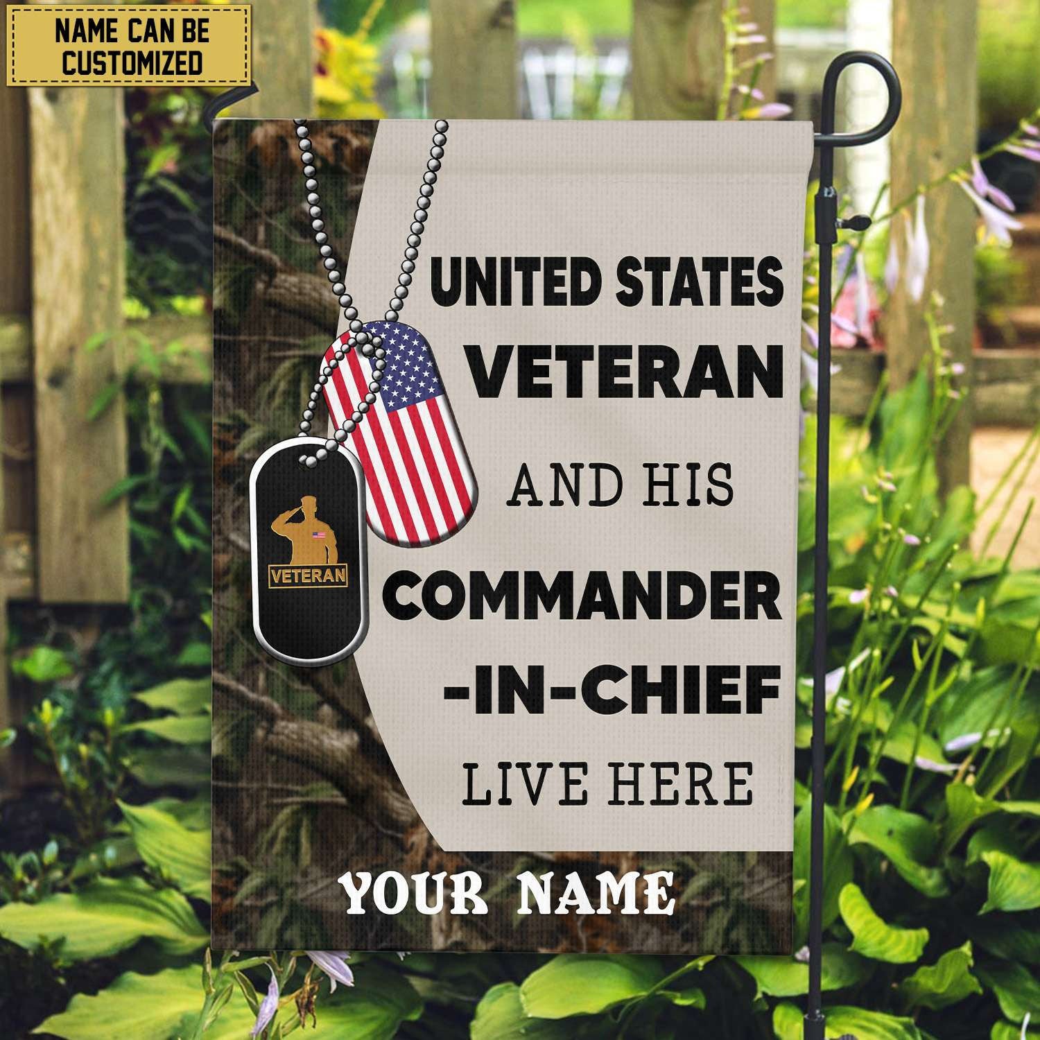 US Veteran Personalized American Flag, Gift For US Veteran, US Veteran Grommet Flag, Garden Flag, House Flag