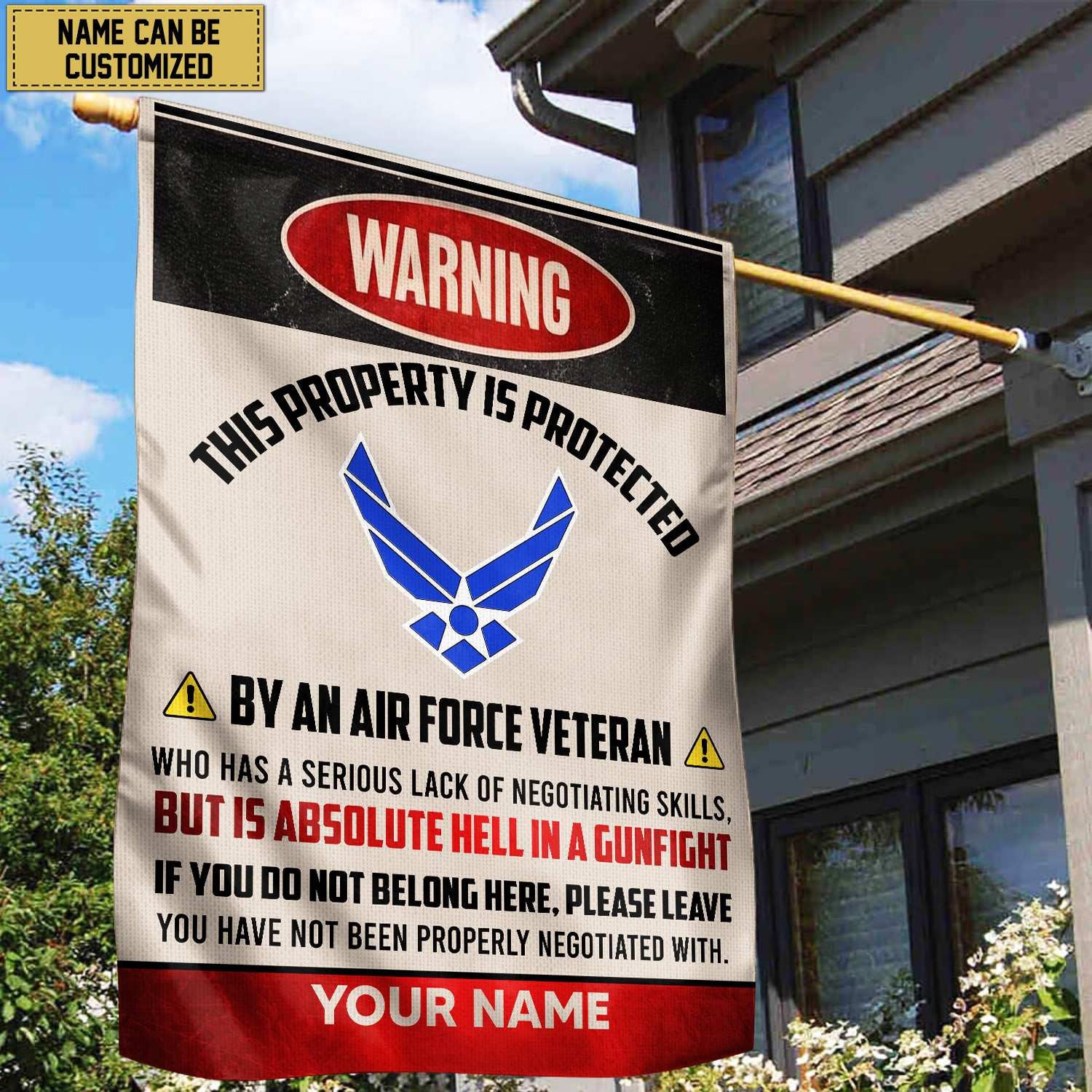 USAF Veteran Custom Name American Flag, Gift For Air Force Veteran Garden Flag - House Flag