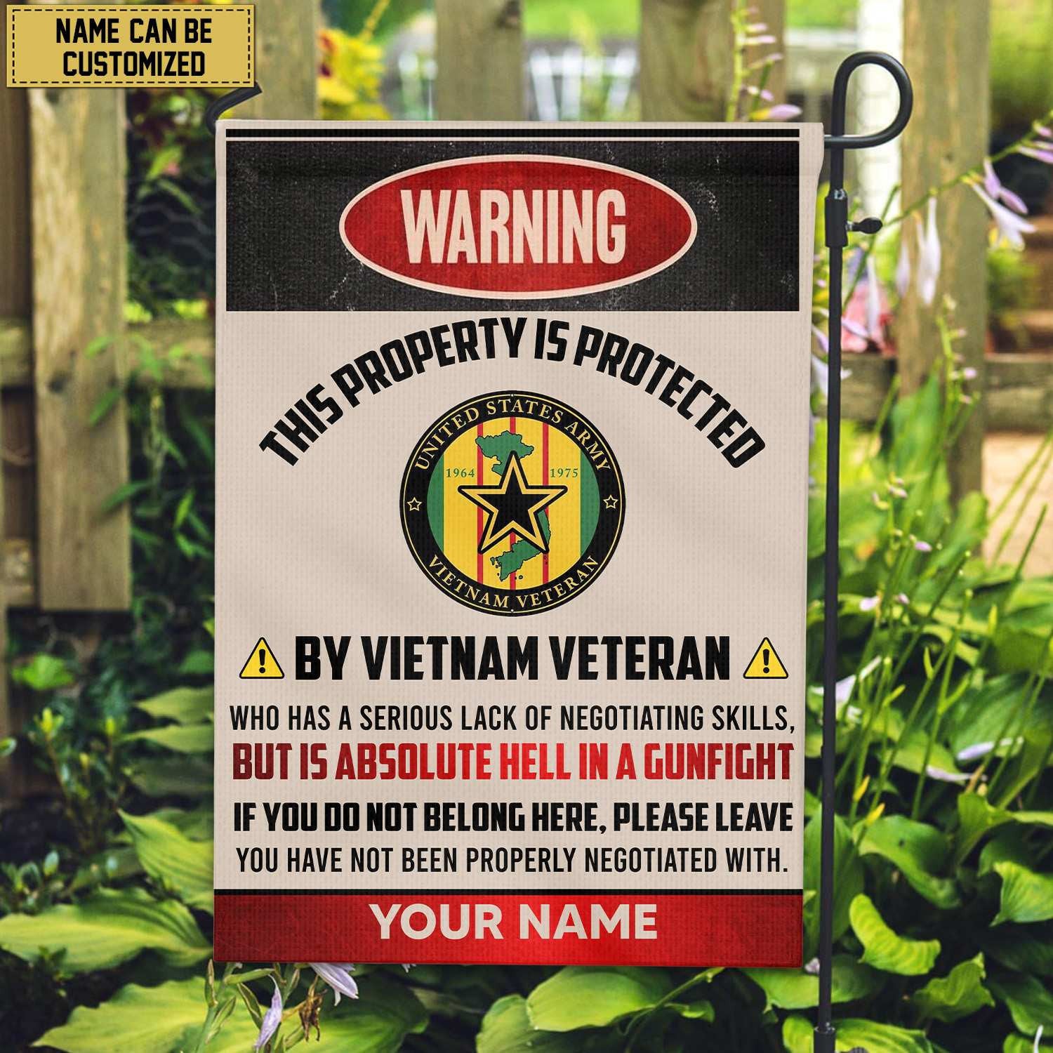 Vietnam Veteran Custom Name American Flag, Gift For Vietnam Veteran Garden Flag - House Flag