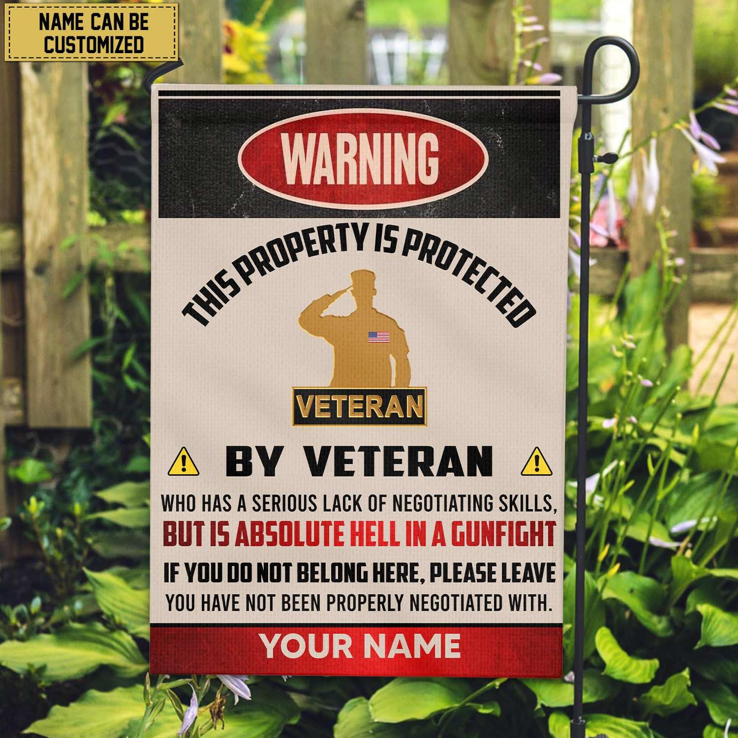 US Veteran Custom Name American Flag, Gift For US Veteran Garden Flag - House Flag
