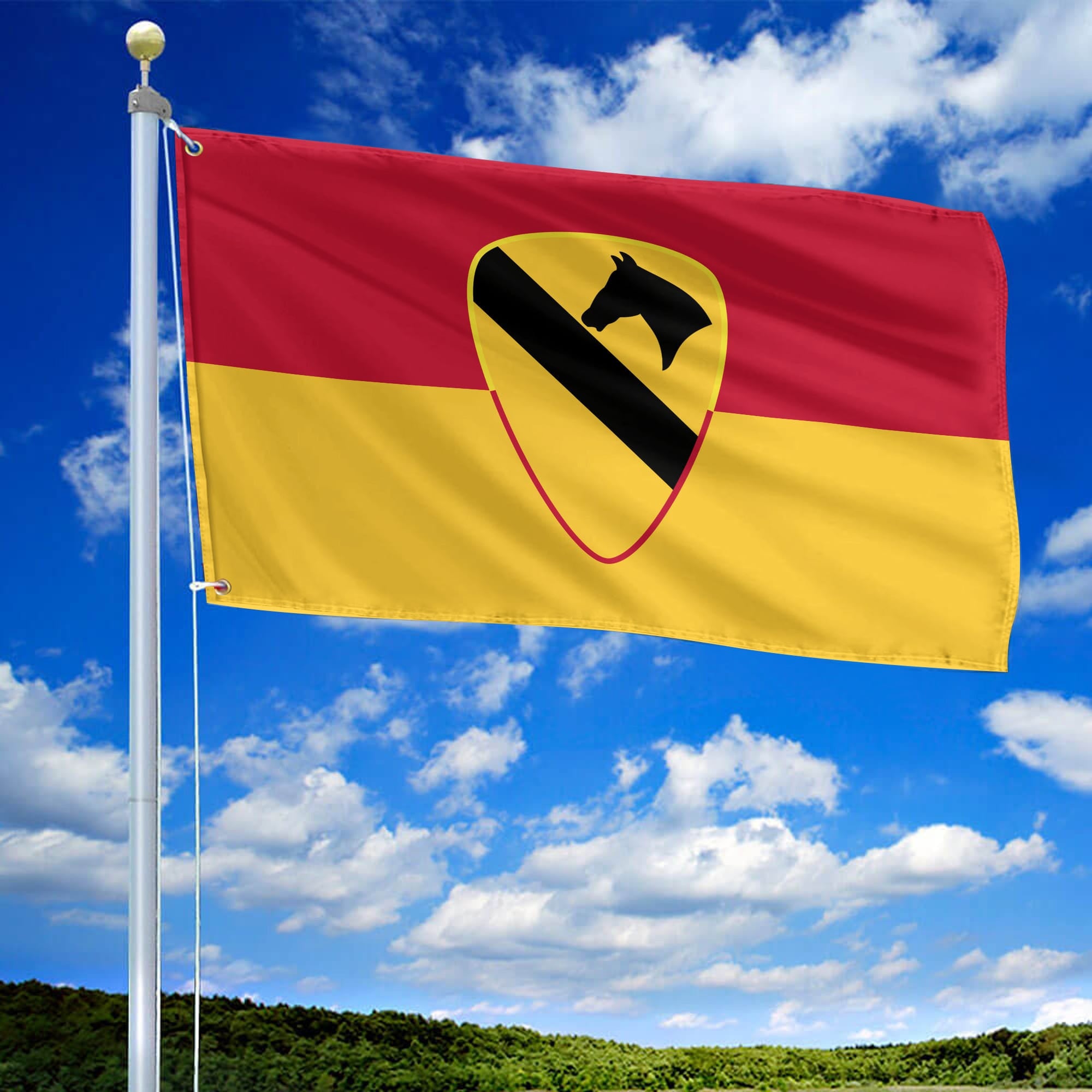 US Army 1st Cavalry Division Veteran Personalized American Flag, Gift For US Military Veteran, US Veteran Grommet Flag, Garden Flag, House Flag