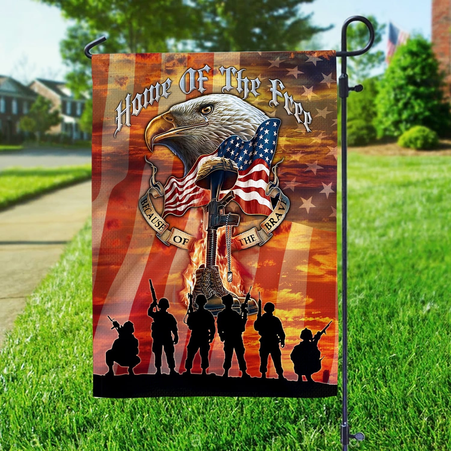 Premium Home Of The Free US Veteran American Flag, Gift For US Veteran Garden Flag - House Flag