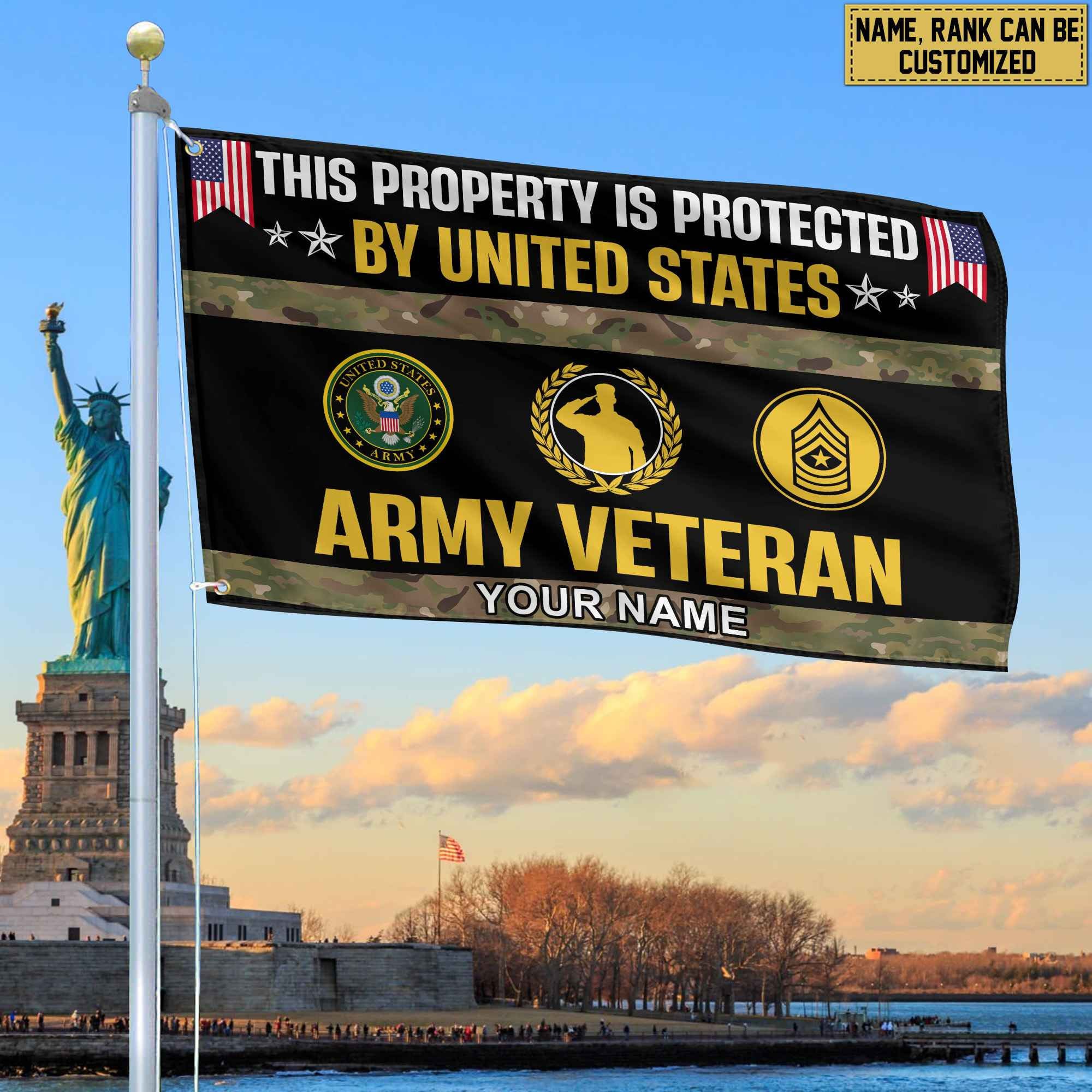 US Army Veteran Personalized American Flag, Gift For Army Veteran, US Veteran Grommet Flag, Garden Flag, House Flag