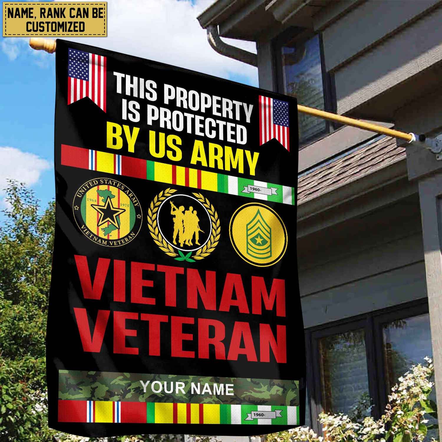 Vietnam Veteran Personalized American Flag, Gift For Vn Veteran, US Veteran Grommet Flag, Garden Flag, House Flag