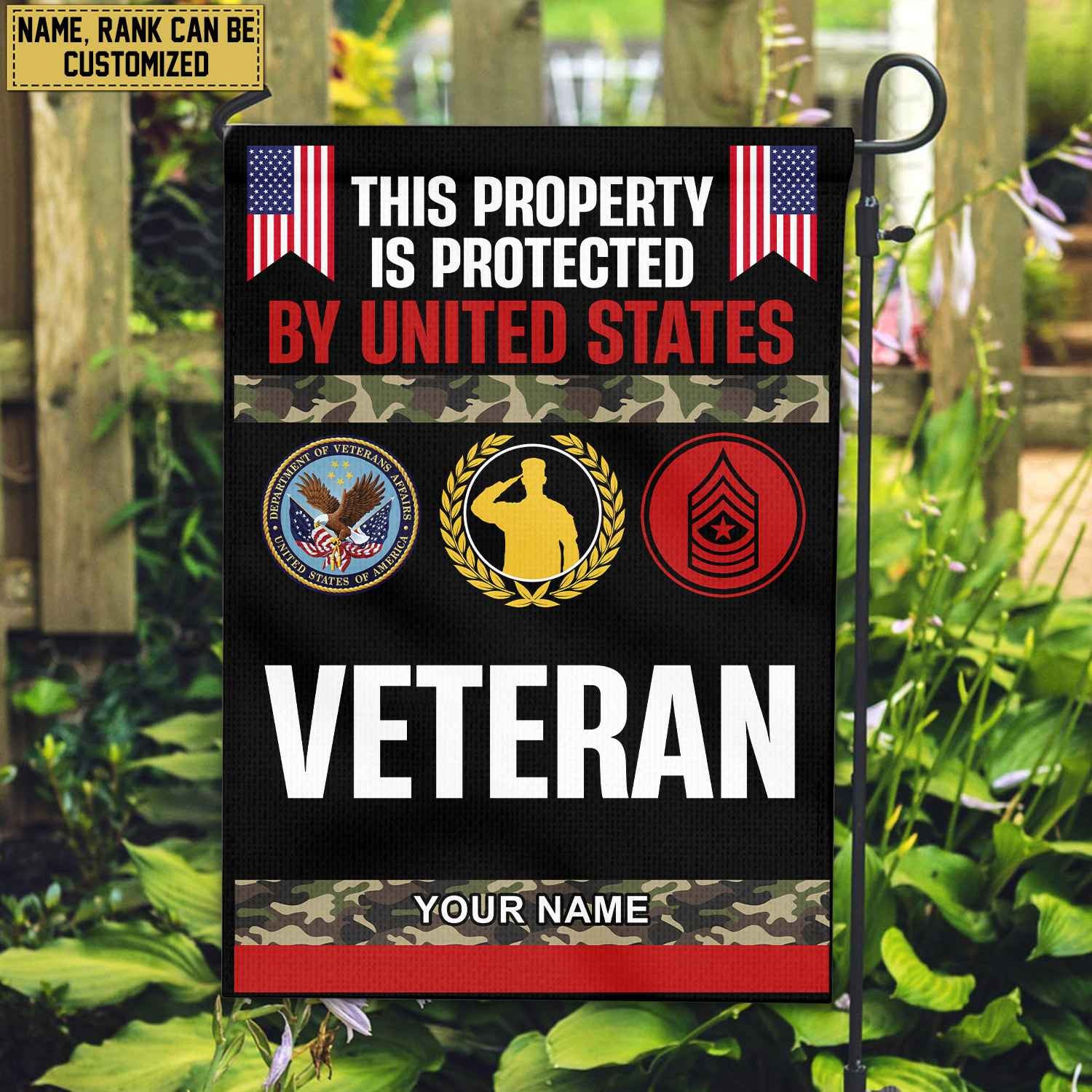 US Veteran Personalized American Flag, Gift For US Veteran, US Veteran Grommet Flag, Garden Flag, House Flag