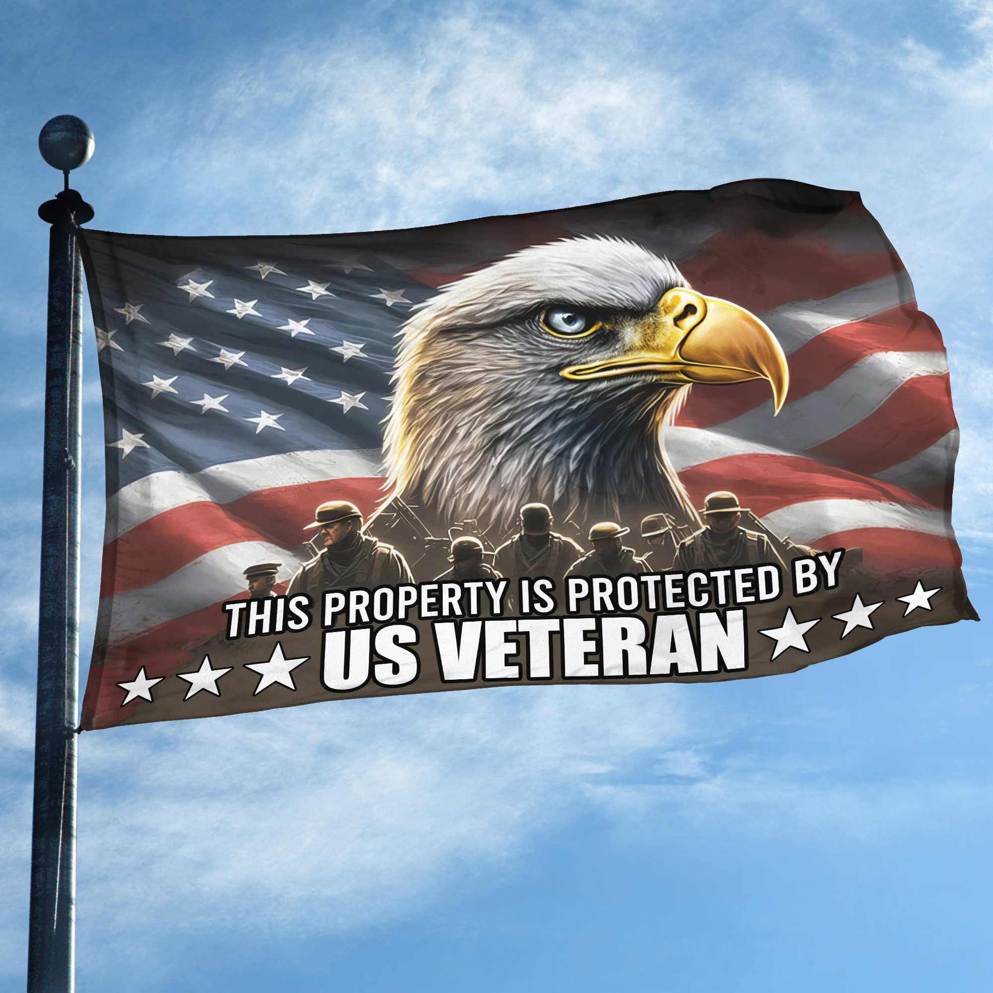 Premium This Property Is Protected By US Veterans Flag, Gift For US Veteran Grommet Flag