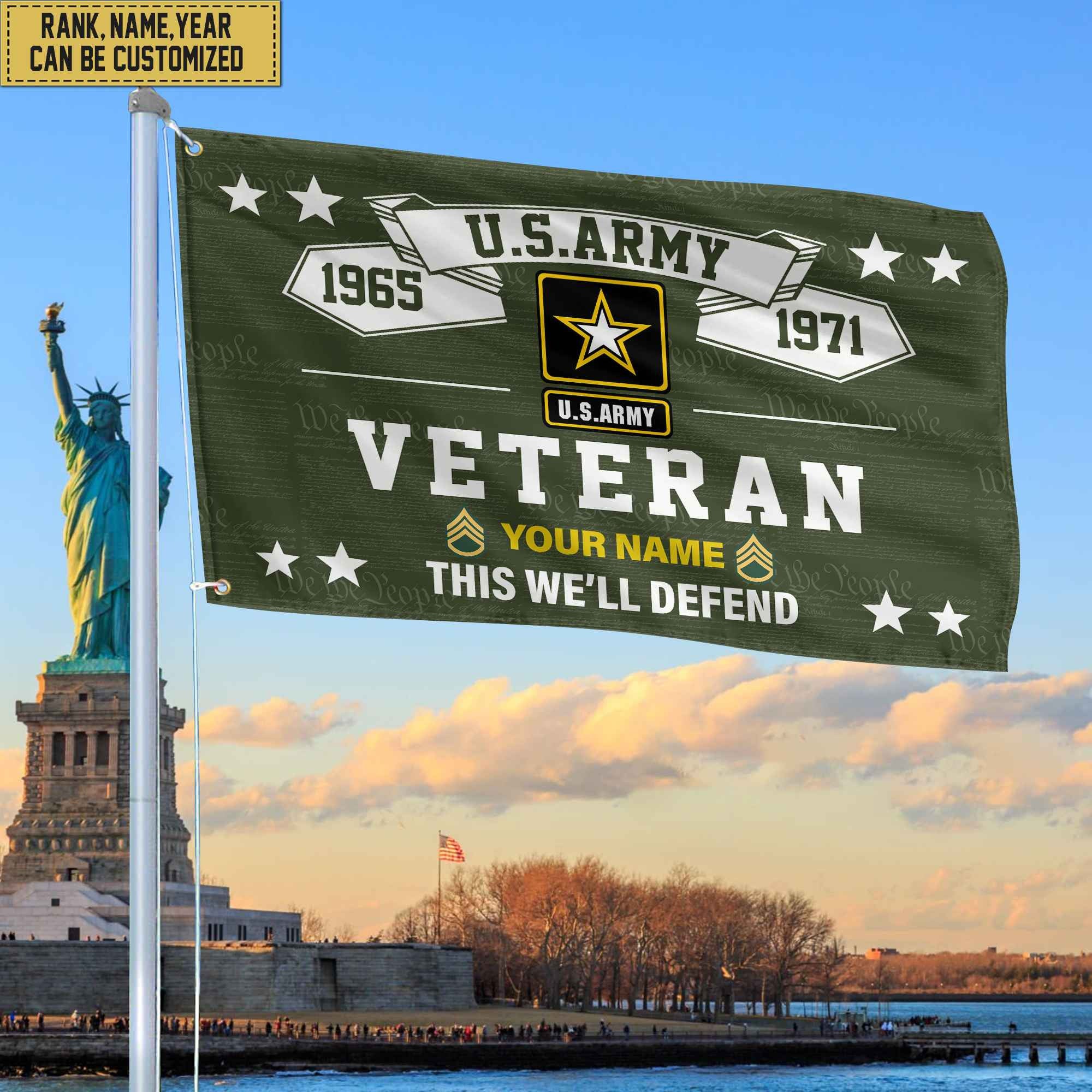 Premium US Army Veterans Custom Grommet Flag, Gift For Army Veteran, Gift For Veterans Day, Memorial Day, Father's Day