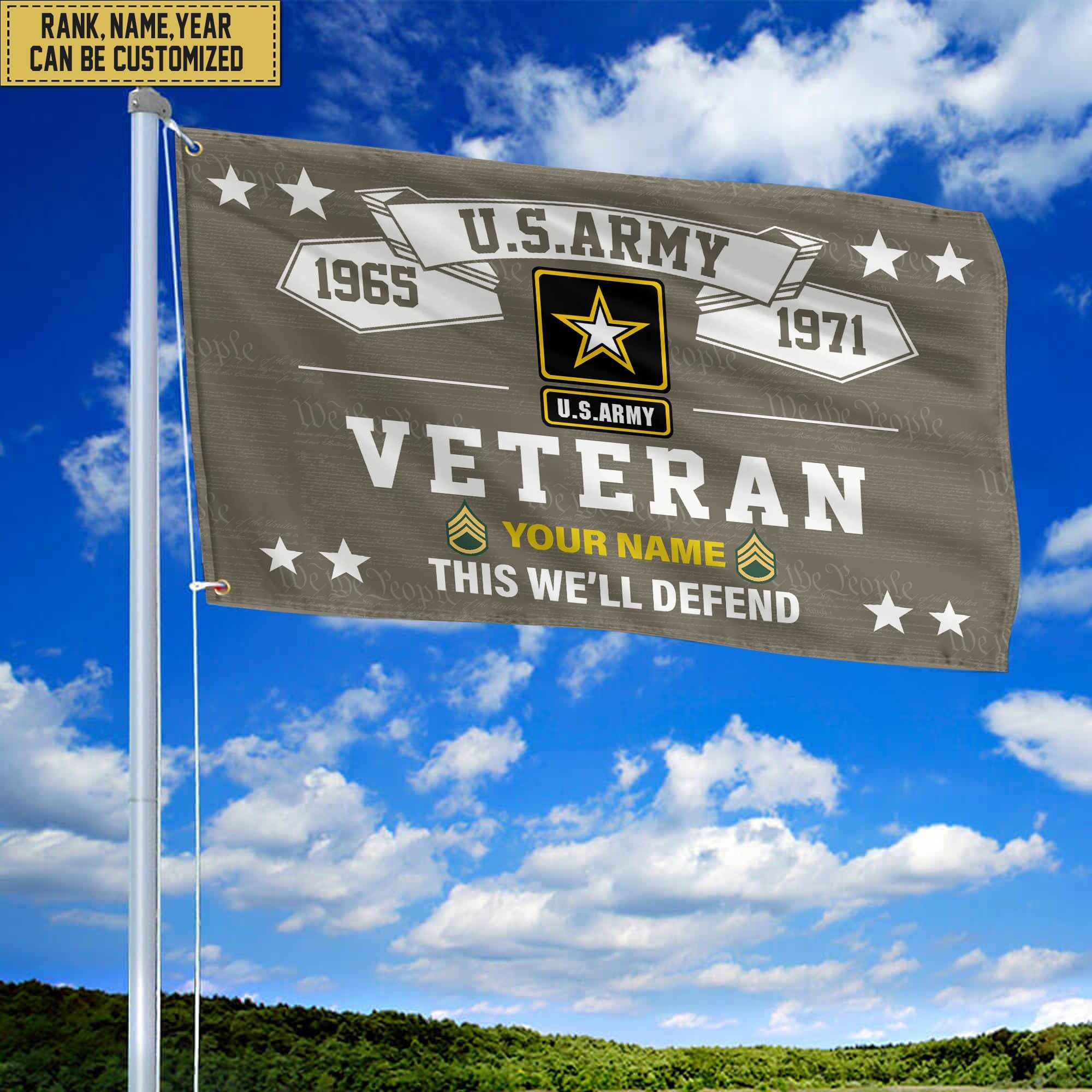 Premium US Army Veterans Custom Grommet Flag, Gift For Army Veteran, Gift For Veterans Day, Memorial Day, Father's Day