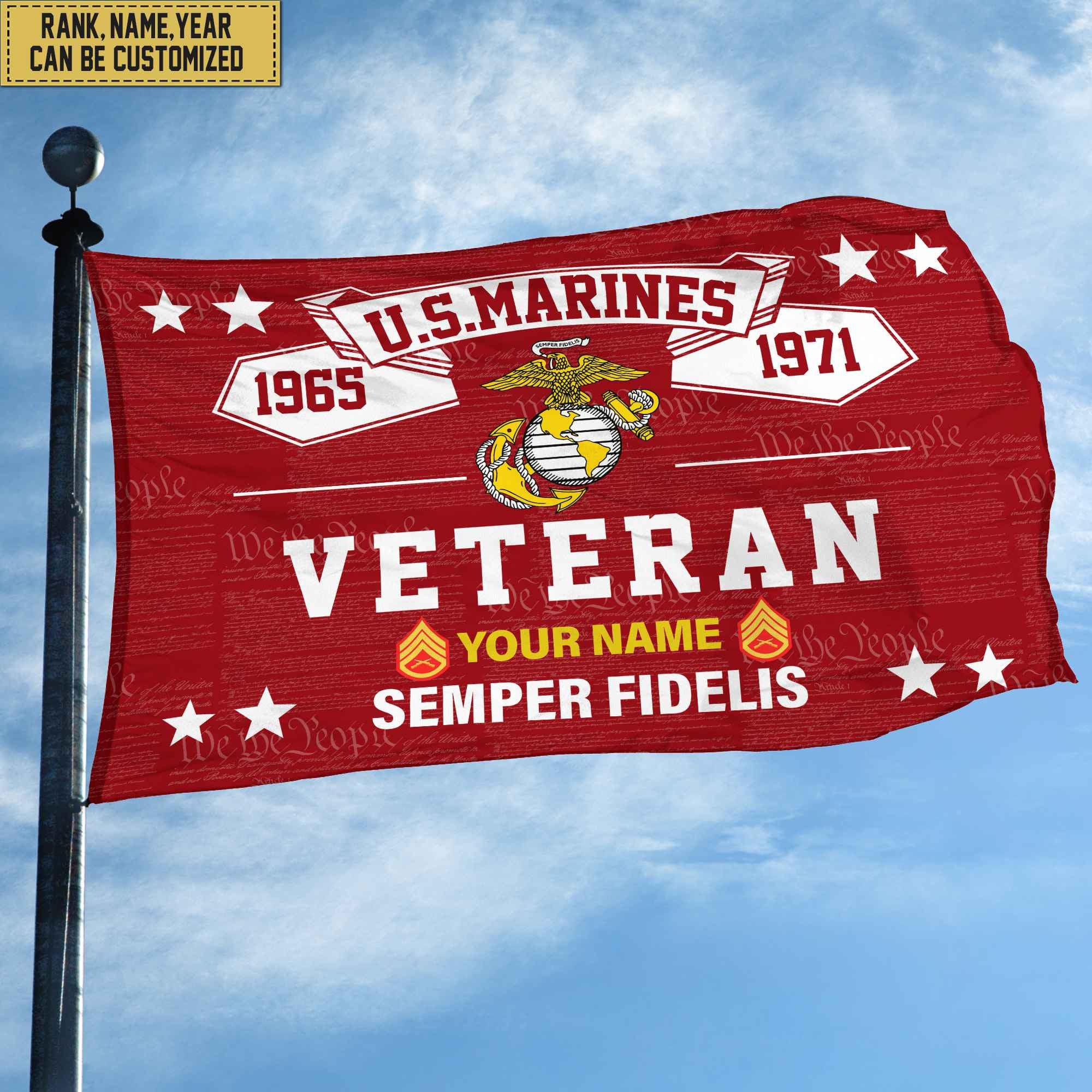 Premium Personalized USMC Veteran Grommet Flag, Gift For Marine Veteran, Gift For Veterans Day, Memorial Day, Father's Day