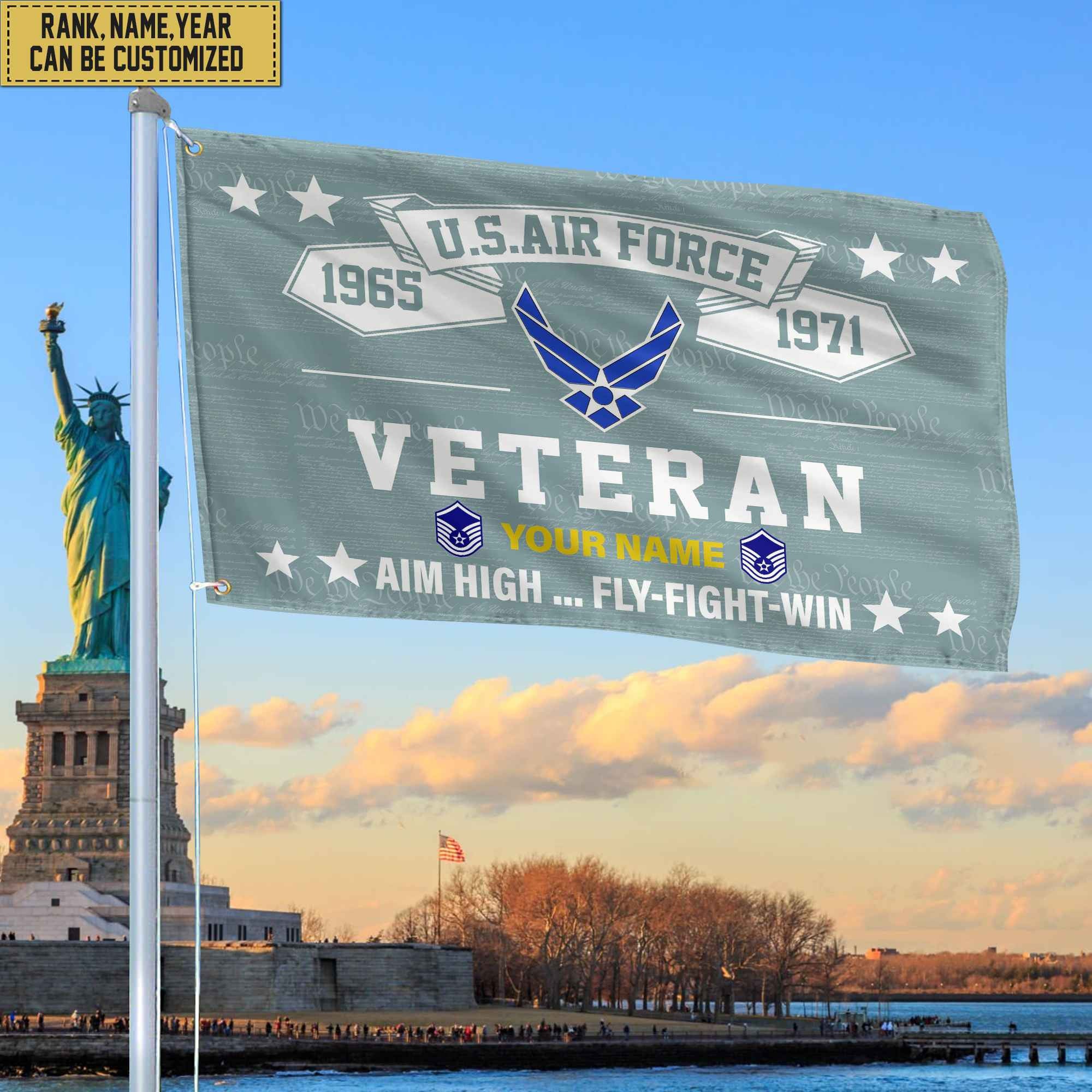Premium Personalized USAF Veteran Grommet Flag, Gift For Air Force Veteran, Gift For Veterans Day, Memorial Day, Father's Day