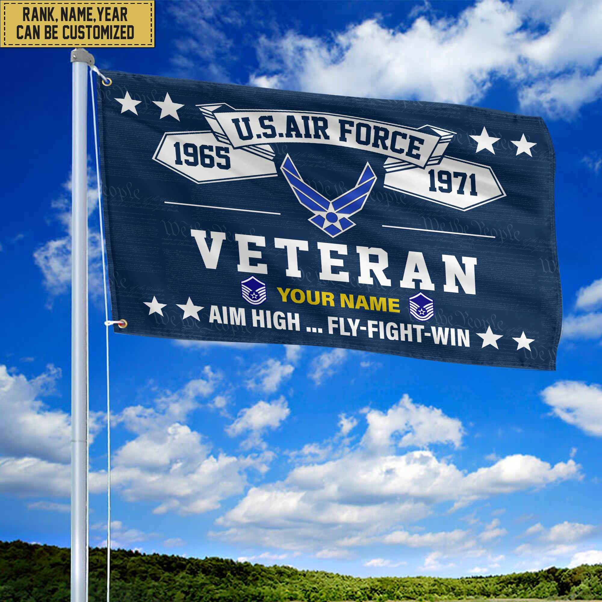 Premium Personalized USAF Veteran Grommet Flag, Gift For Air Force Veteran, Gift For Veterans Day, Memorial Day, Father's Day