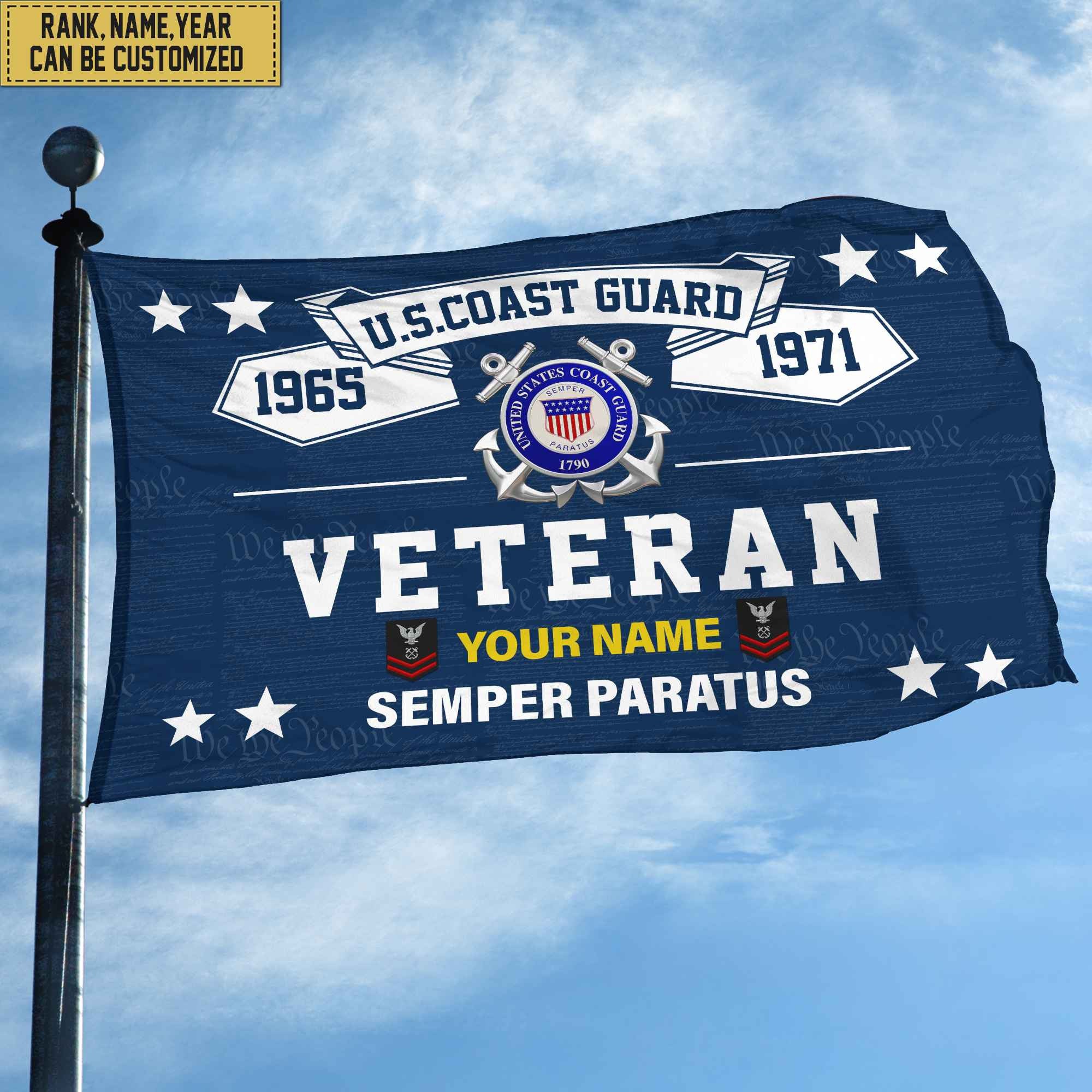 Premium Personalized USCG Veterans Grommet Flag, Gift For Coast Guard Veteran, Gift For Veterans Day, Memorial Day, Father's Day