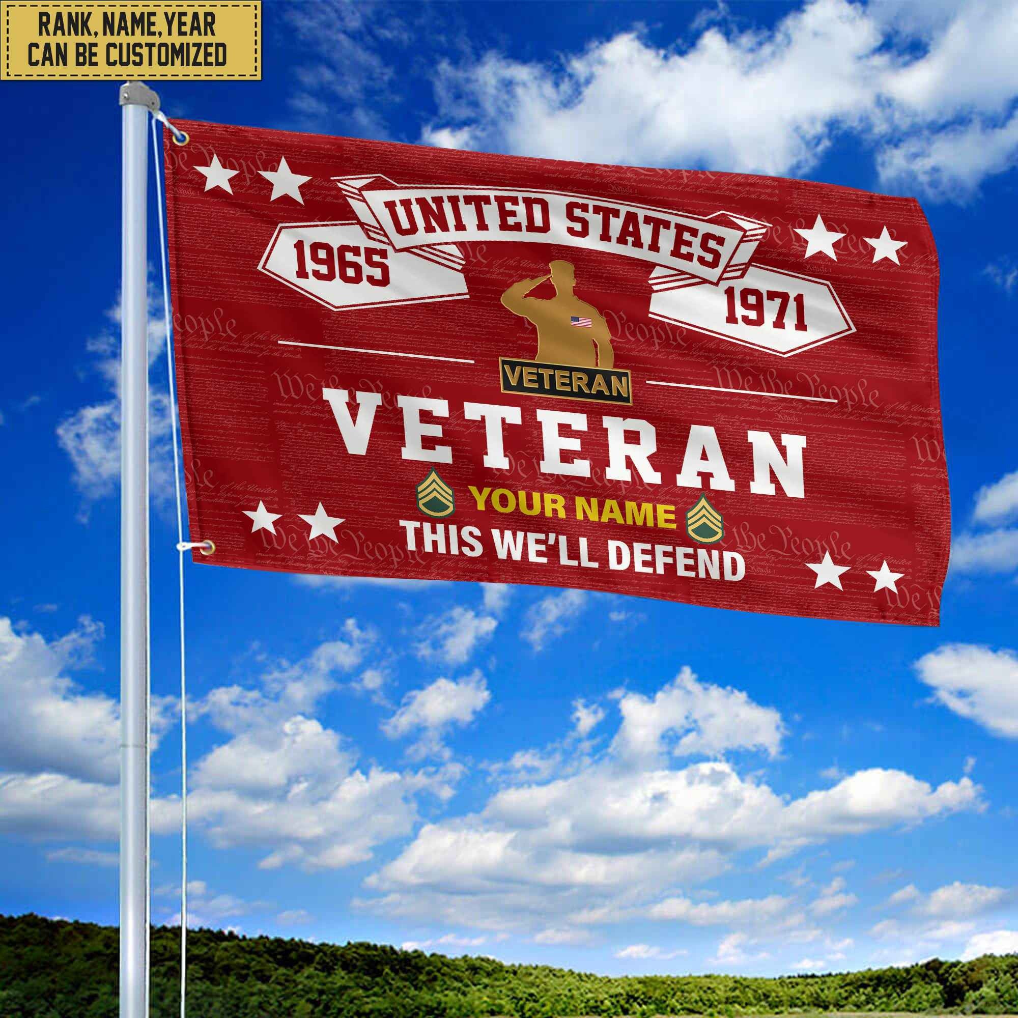 Premium Personalized US Veteran Grommet Flag, Gift For US Veteran, Gift For Veterans Day, Memorial Day, Father's Day