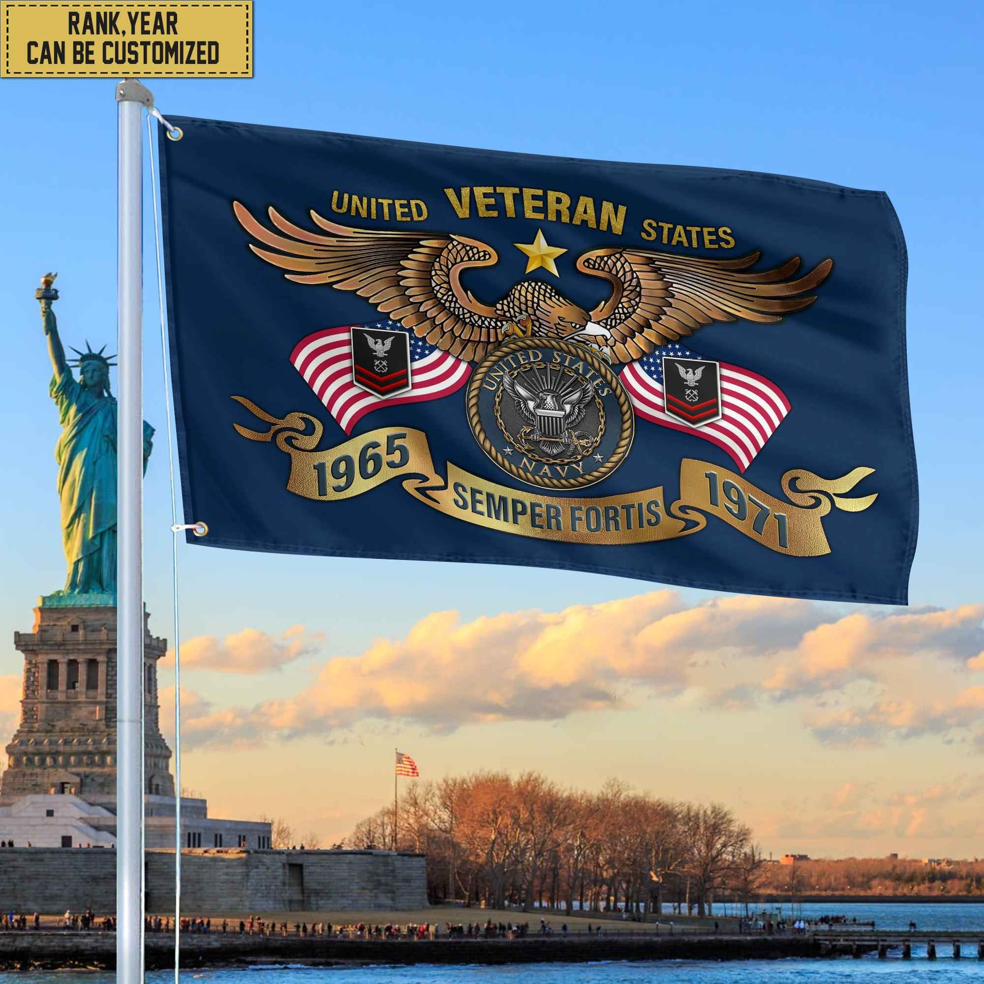 Premium Personalized US Navy Veterans Grommet Flag, Gift For Navy Veteran, Gift For Veterans Day, Memorial Day, Father's Day