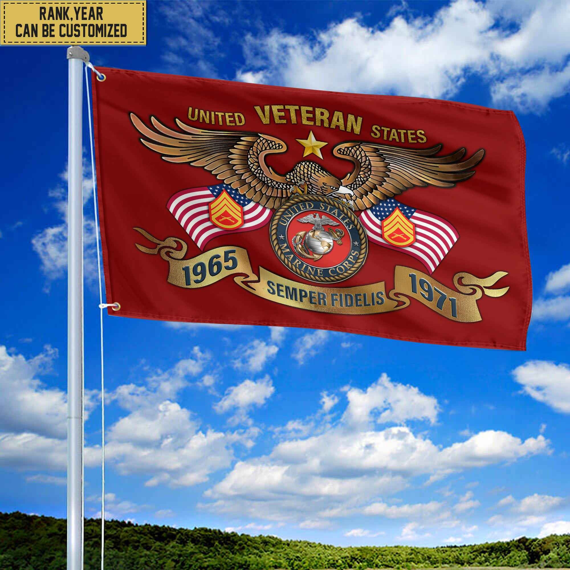 Premium Personalized USMC Veteran Grommet Flag, Gift For Marine Veteran, Gift For Veterans Day, Memorial Day, Father's Day