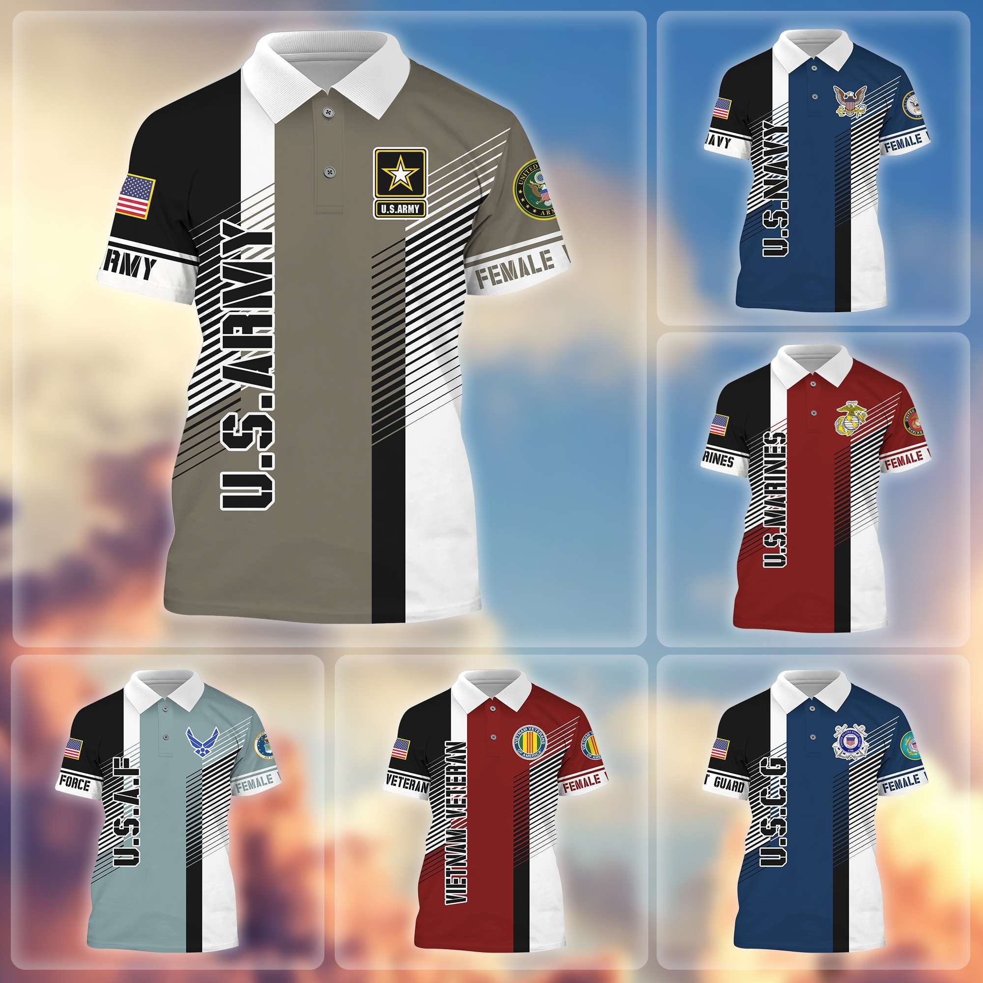 Premium Proudly Served US Female Veterans Polo Shirt