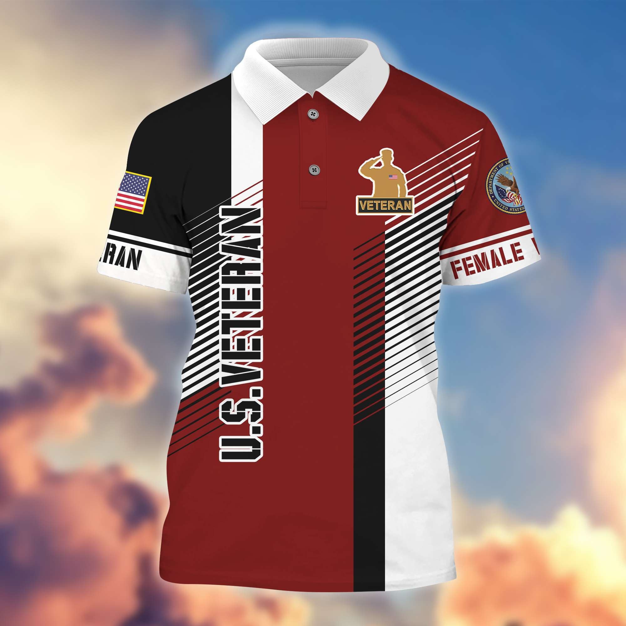 Premium Proudly Served US Female Veterans Polo Shirt