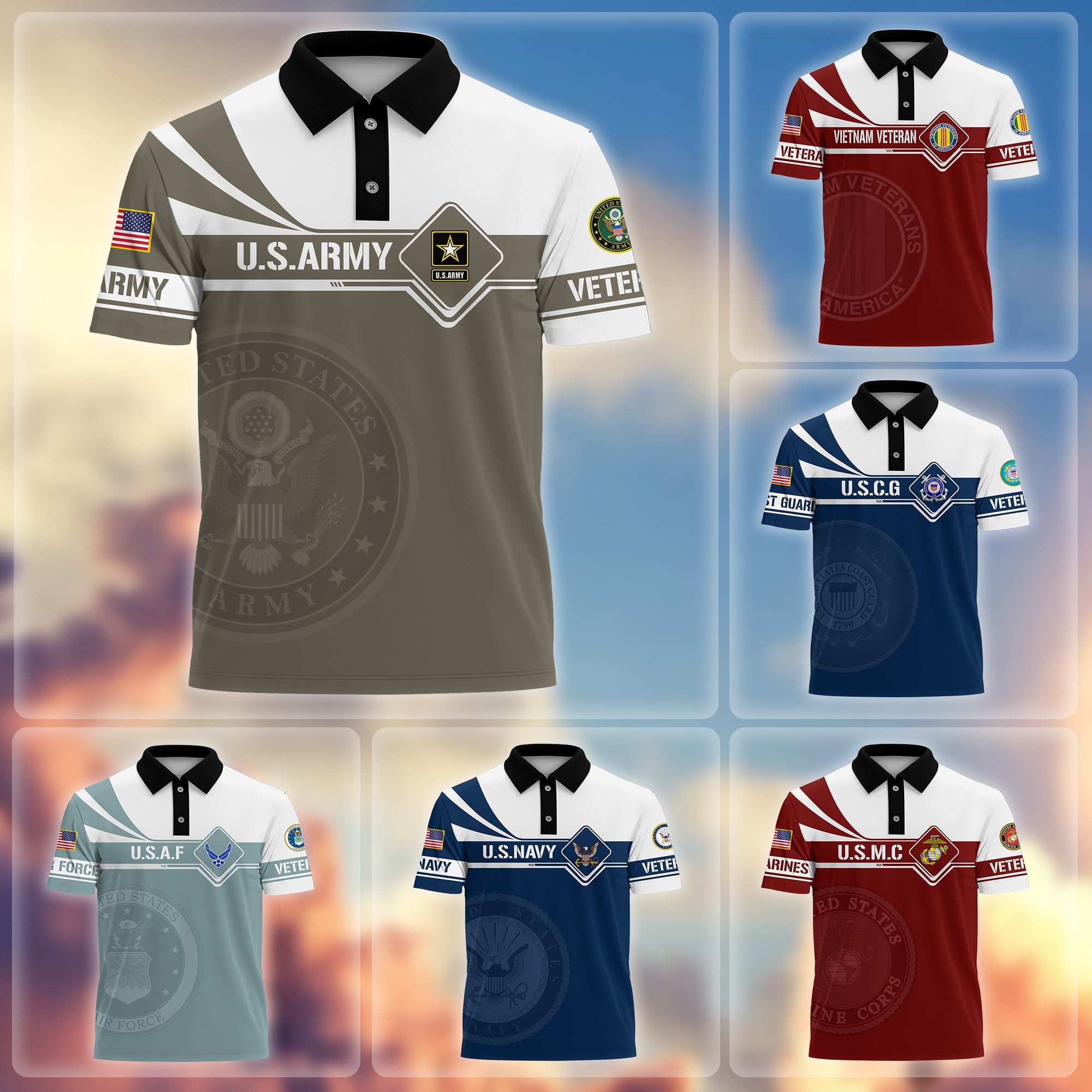 Premium Honoring All Who Served US Veterans Polo Shirt