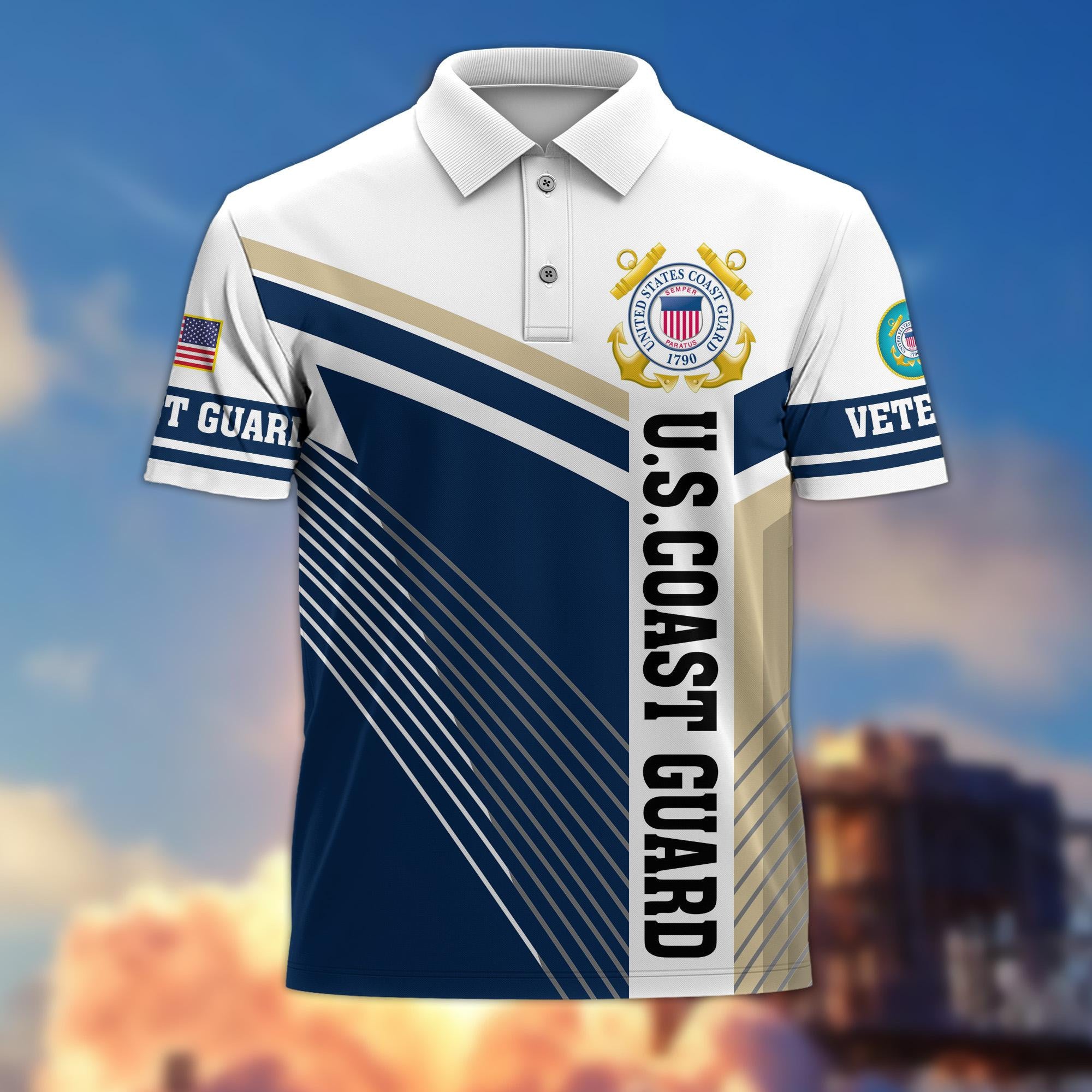 Premium US Veterans Polo Shirt, Gift For Army Veteran, Navy Veteran, Marine Veteran, Air Force Veteran, Coast Guard Veteran, Vietnam Veteran, Gift For Veterans Day, Father's Day, Independence Day
