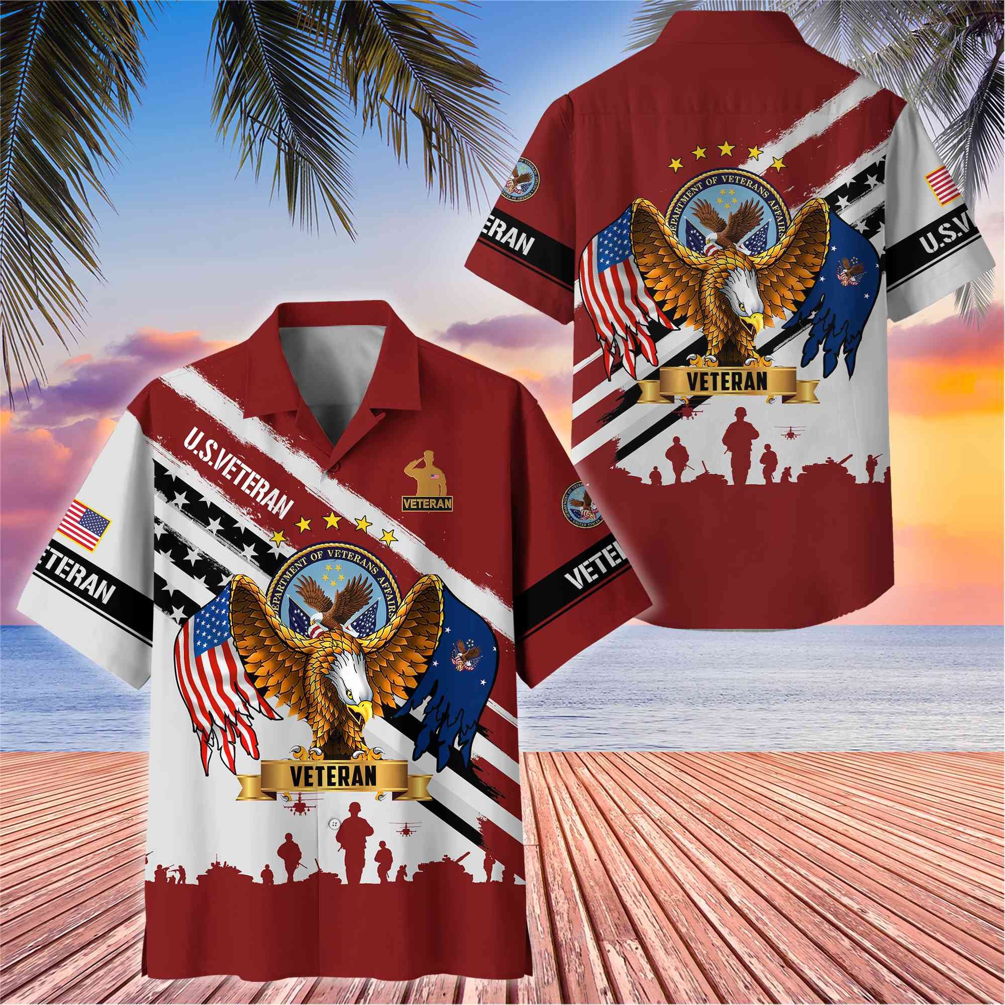 Premium US Veterans Hawaii Shirt, Gifts For Dad, For Husband Veteran