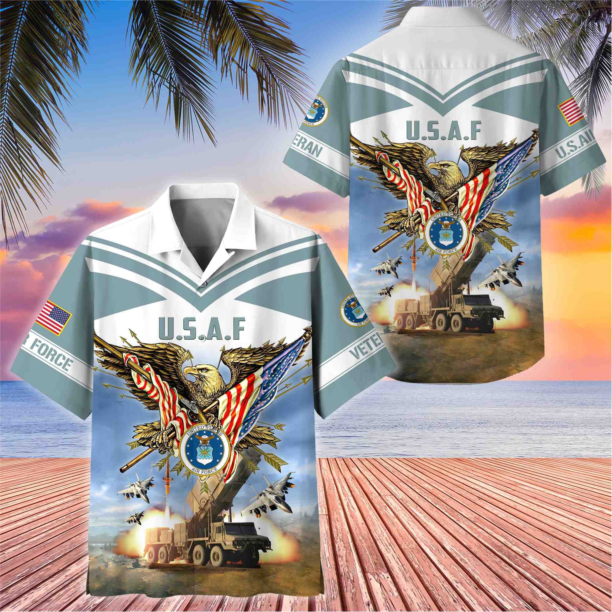 Premium American Pride US Veterans Hawaii Shirt, Gifts For Dad For Husband Veteran