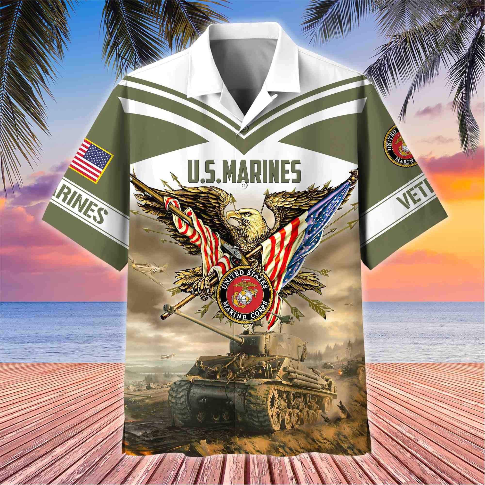 Premium American Pride US Veterans Hawaii Shirt, Gifts For Dad For Husband Veteran