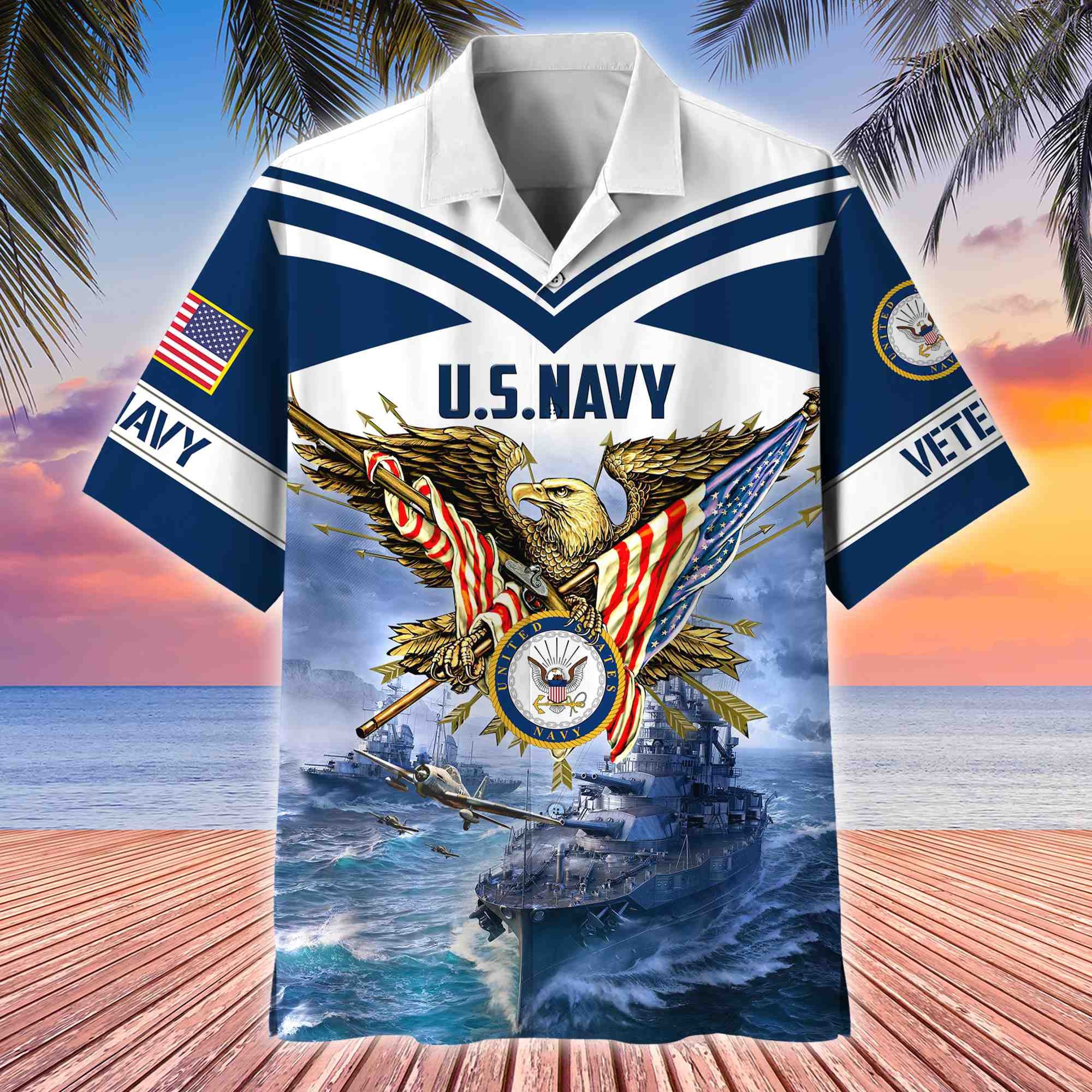 Premium American Pride US Veterans Hawaii Shirt, Gifts For Dad For Husband Veteran