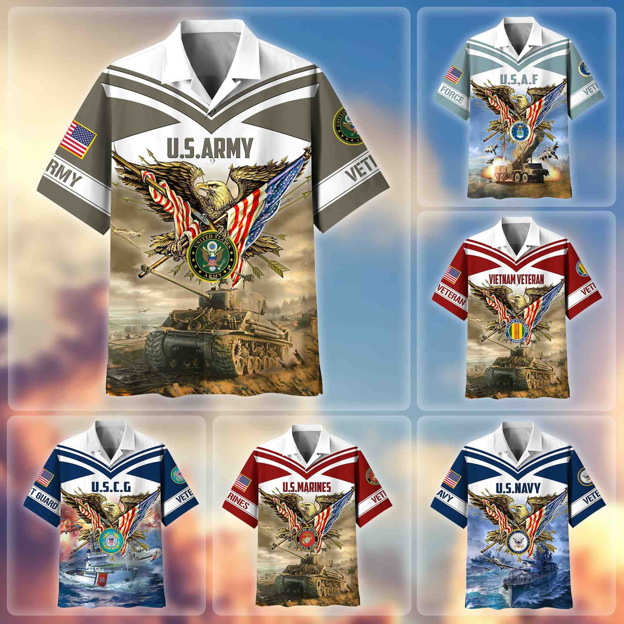 Premium American Pride US Veterans Hawaii Shirt, Gifts For Dad For Husband Veteran