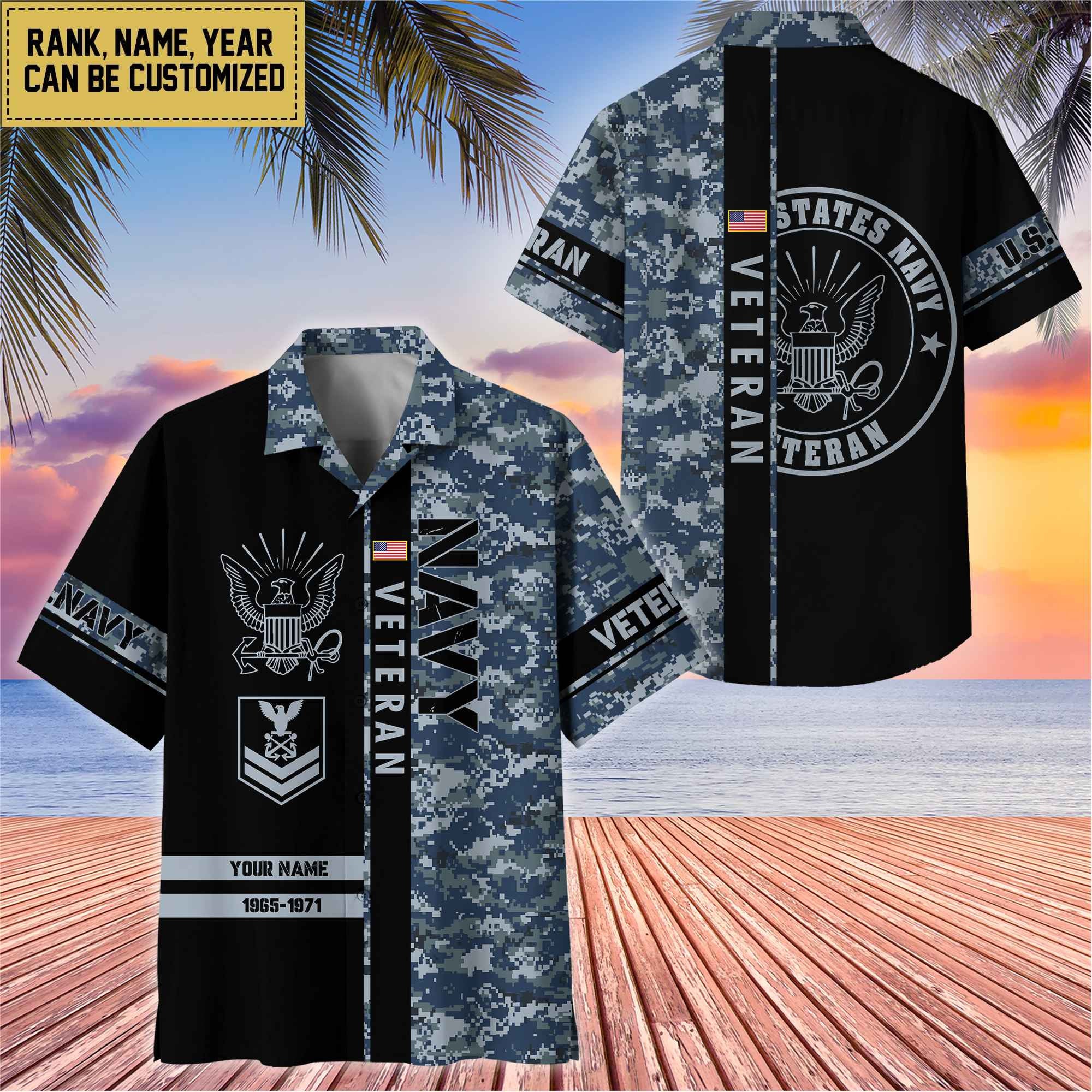 Premium Personalized US Veterans Hawaii Shirt, Gifts For Dad, For Husband Veteran