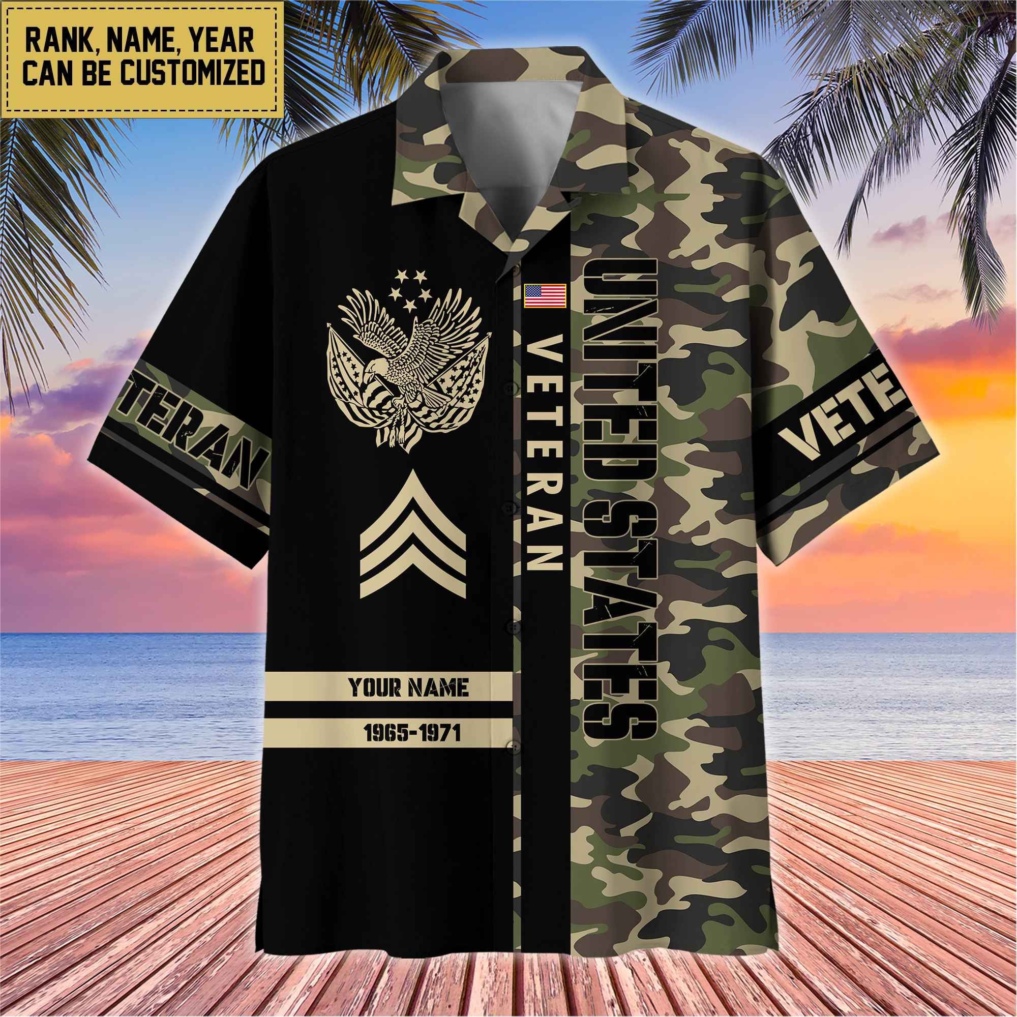 Premium Personalized US Veterans Hawaii Shirt, Gifts For Dad, For Husband Veteran