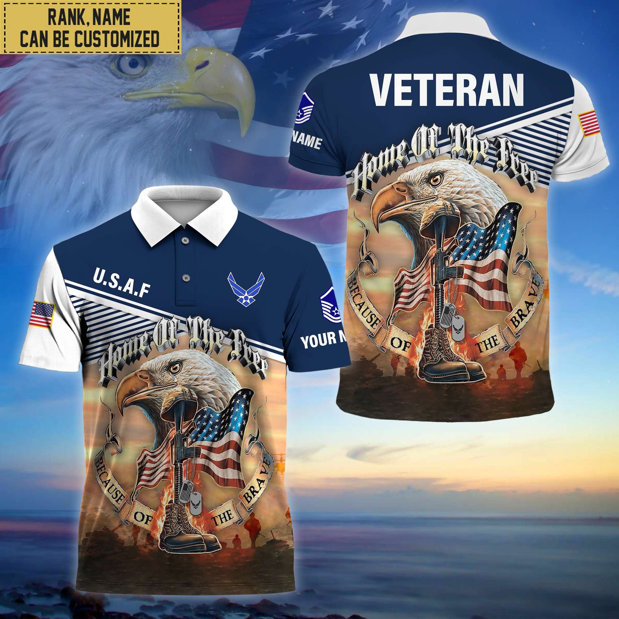 Premium Personalized US Veterans Polo Shirt, Gifts For Independence Day, Veterans Day