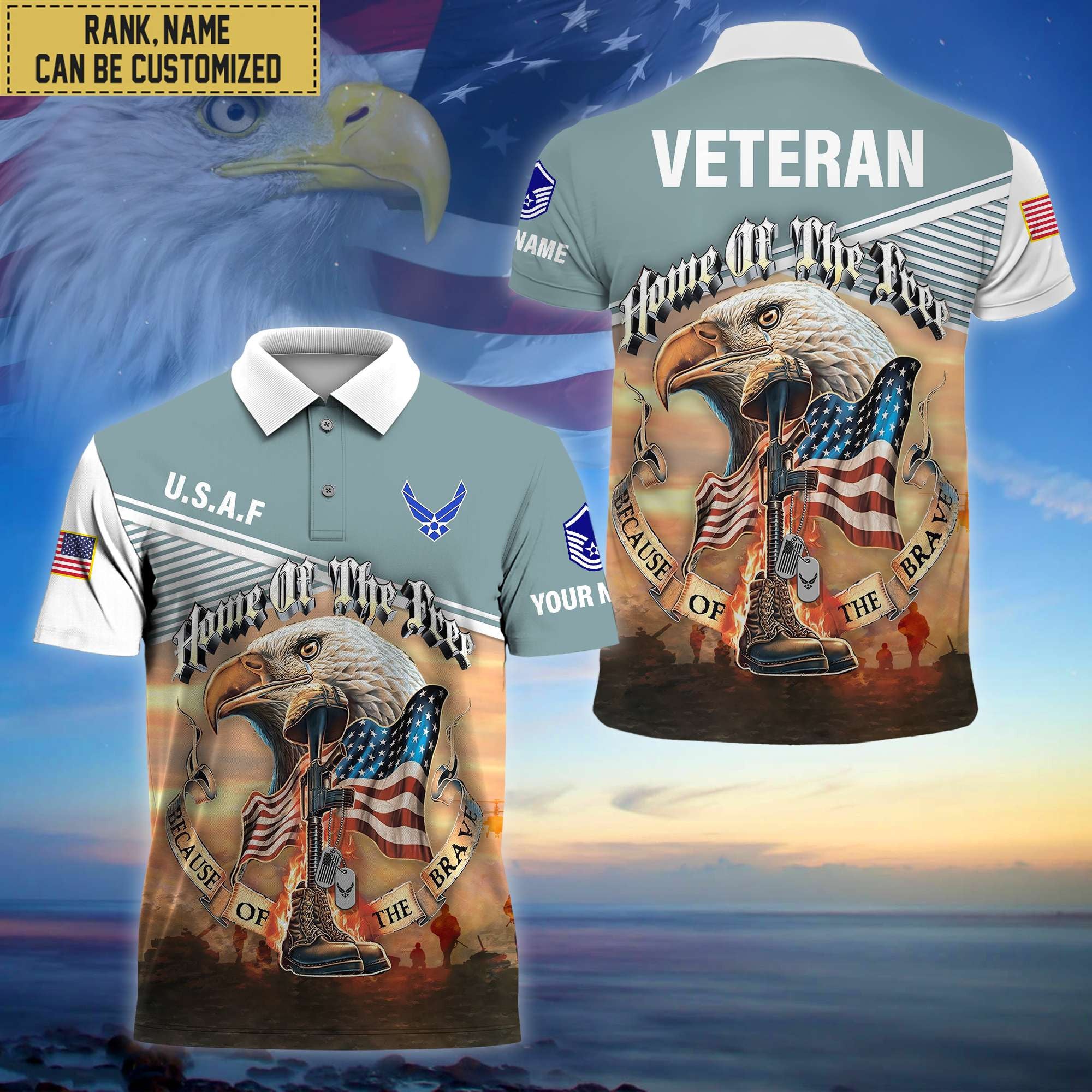 Premium Personalized US Veterans Polo Shirt, Gifts For Independence Day, Veterans Day