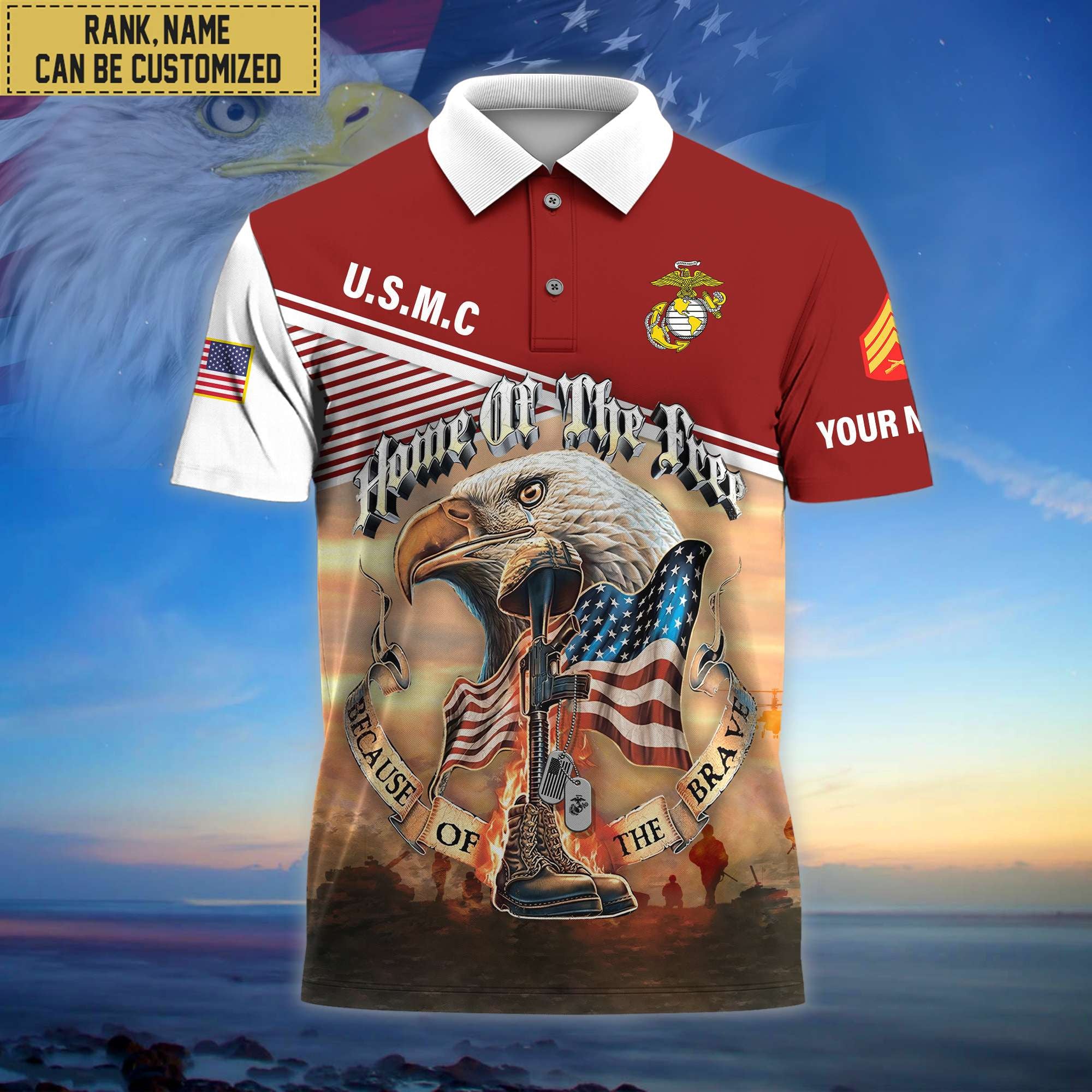 Premium Personalized US Veterans Polo Shirt, Gifts For Independence Day, Veterans Day